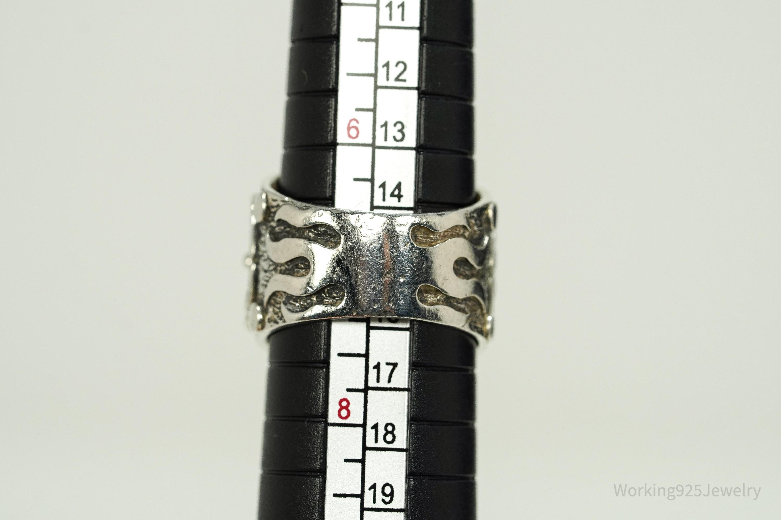 Vintage Turquoise Sterling Silver Detailed Ring - Size 7.25