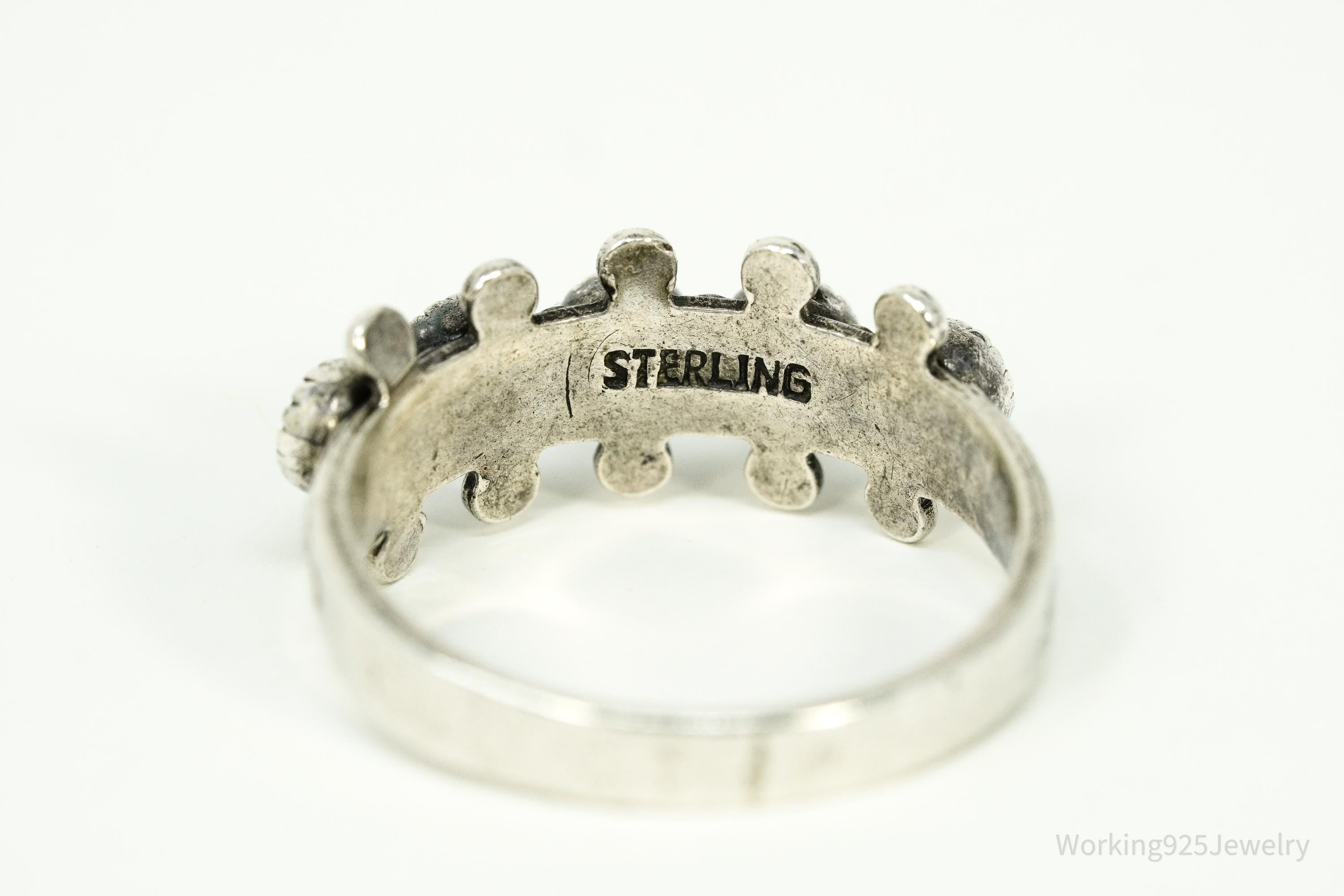 Vintage Handmade Native American Turquoise Sterling Silver Ring - Size 6.5