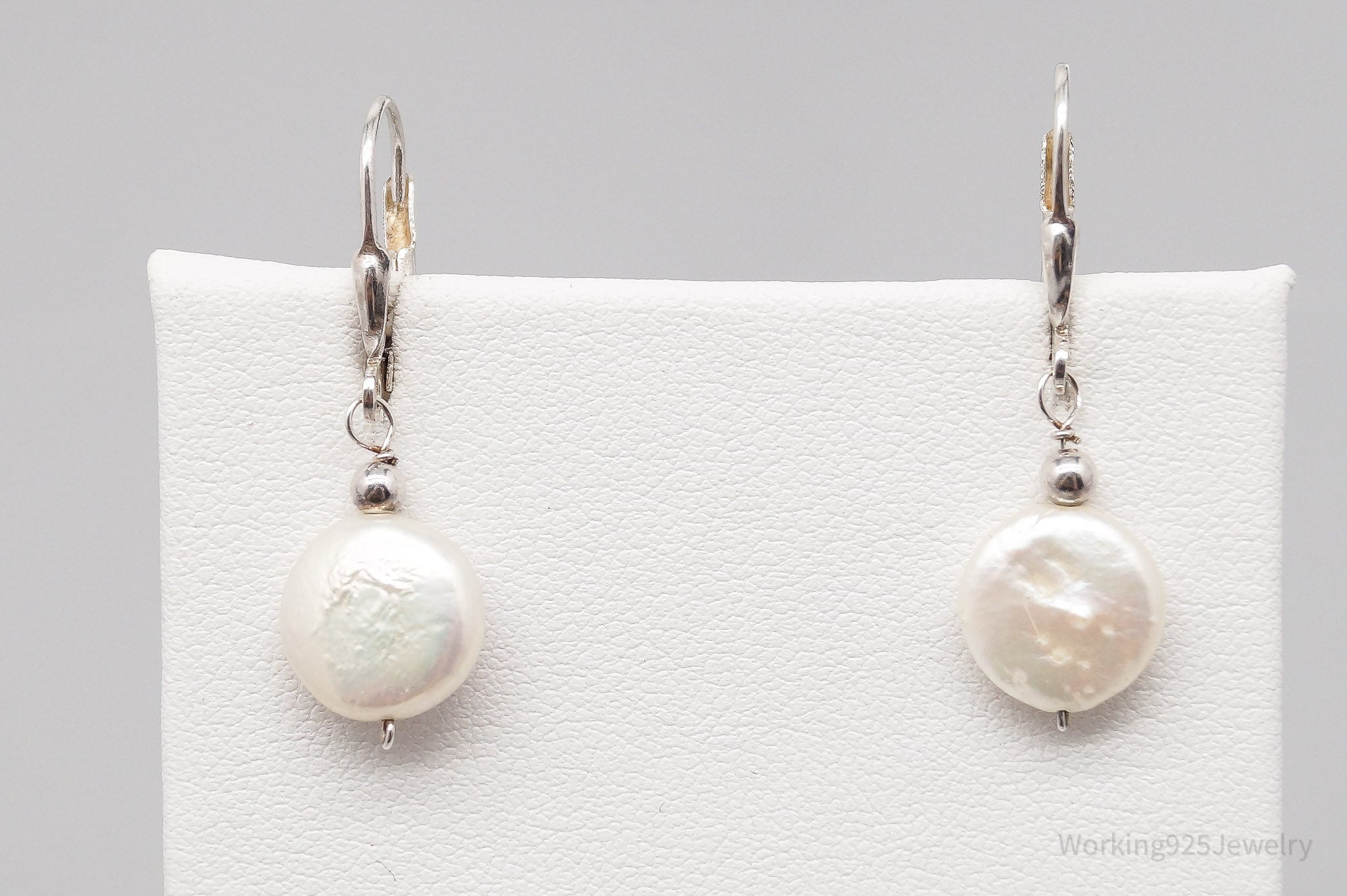 Vintage Coin Pearls Sterling Silver Earrings