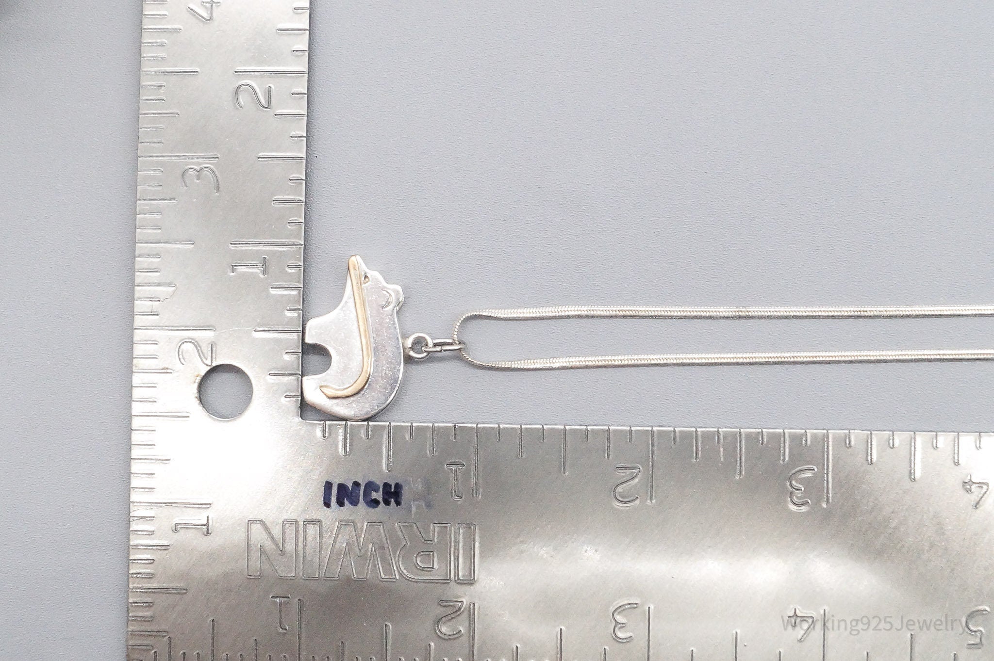 Vintage Native American Navajo Cecil Perry Bear Sterling Silver Necklace 22"