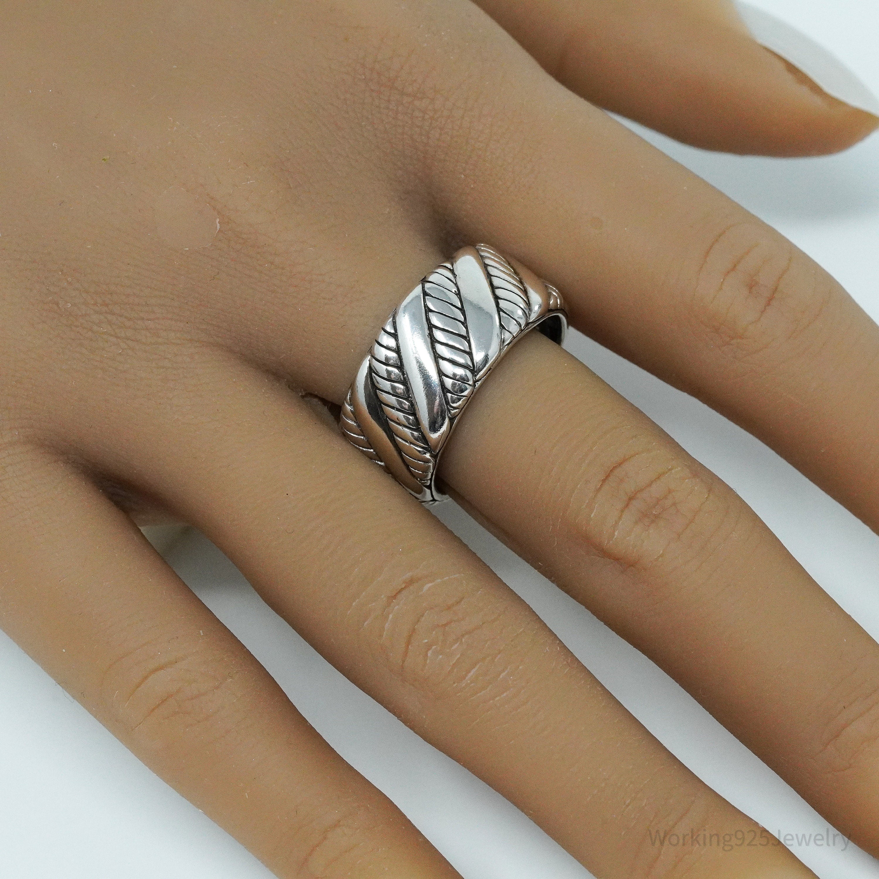 Vintage Designer Samuel B Sterling Silver Band Ring - Size 10.25