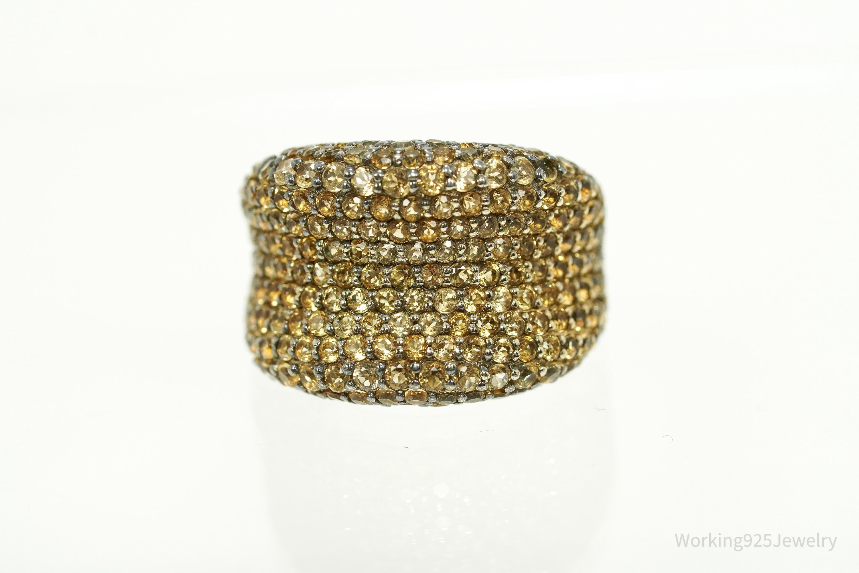 Vintage Citrine Sterling Silver Band Ring - Size 5