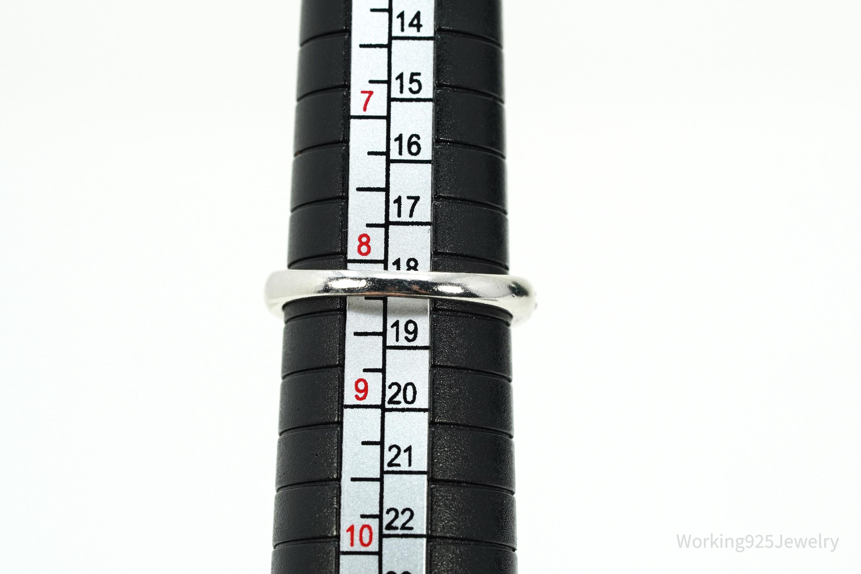 Vintage Cubic Zirconia Platinum Clad Sterling Silver Ring - Size 8.25