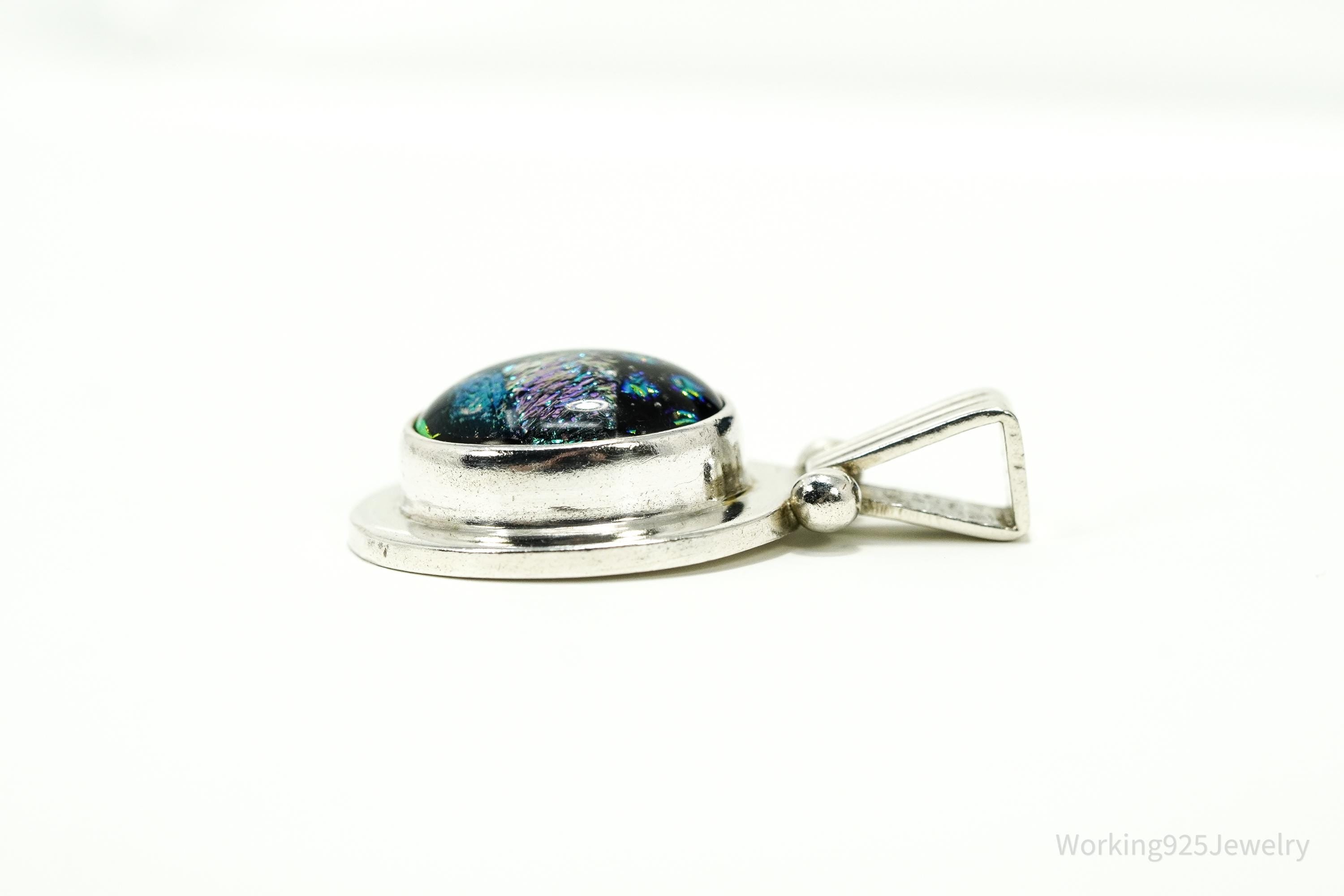 Vintage Dichroic Glass Sterling Silver Pendant