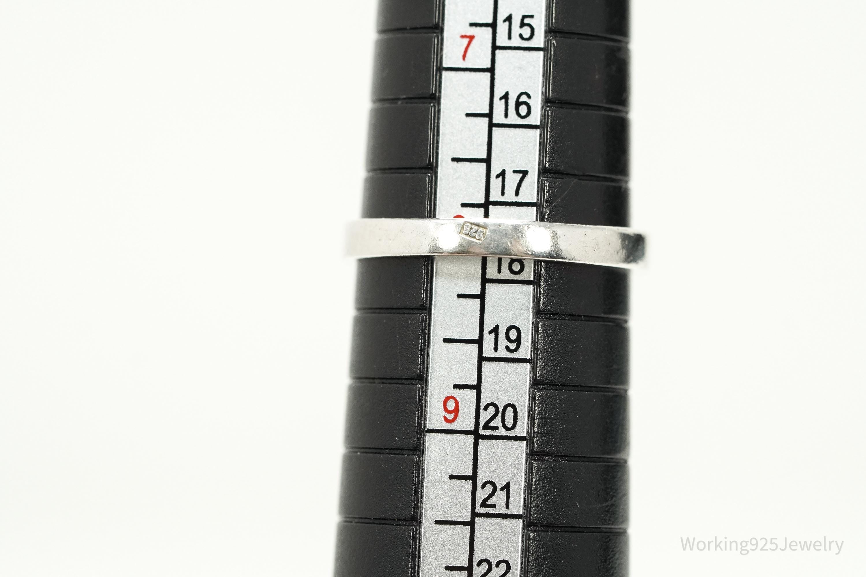 Vintage Yellow Amber Sterling Silver Ring - Size 8