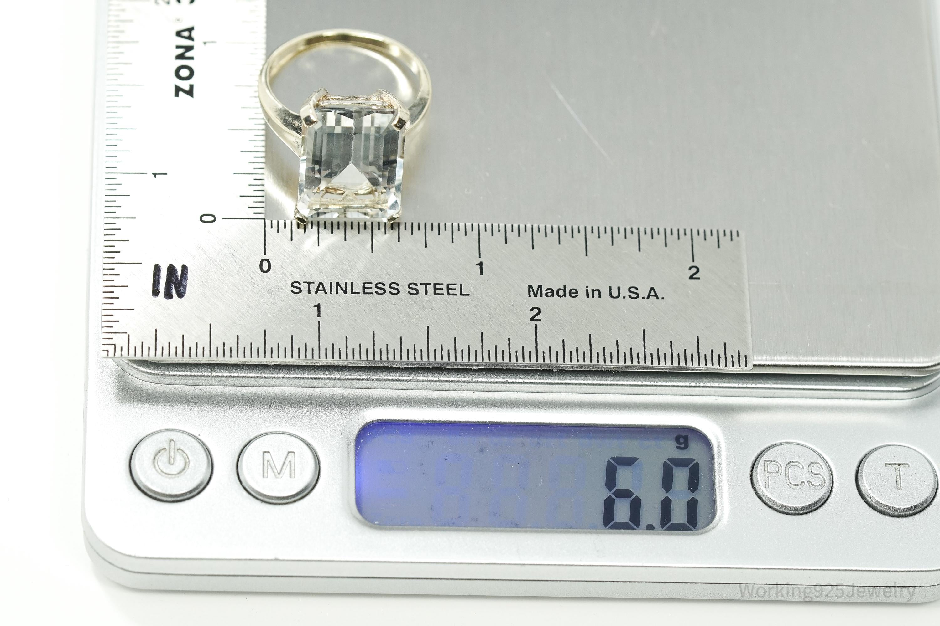 Vintage UTC Large Cubic Zirconia Gold Vermeil Sterling Silver Ring - Size 8