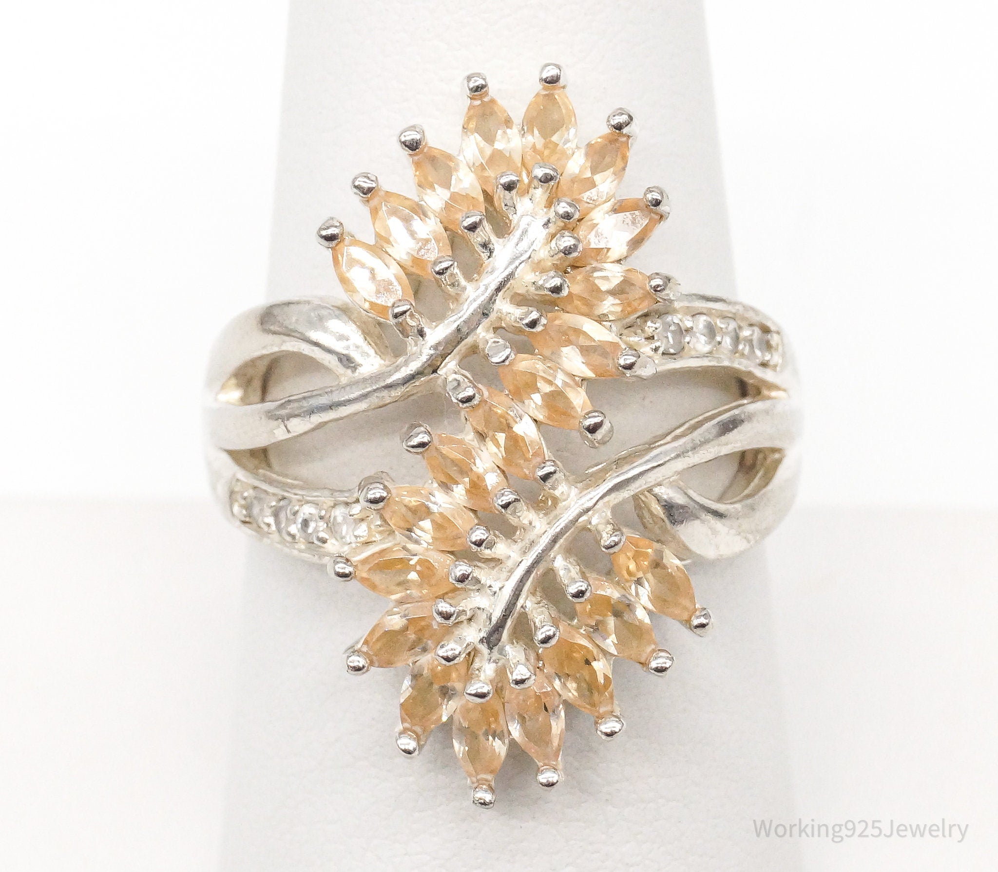 Vintage Designer DBJ Cubic Zirconia Morganite Sterling Silver Ring - Size 8