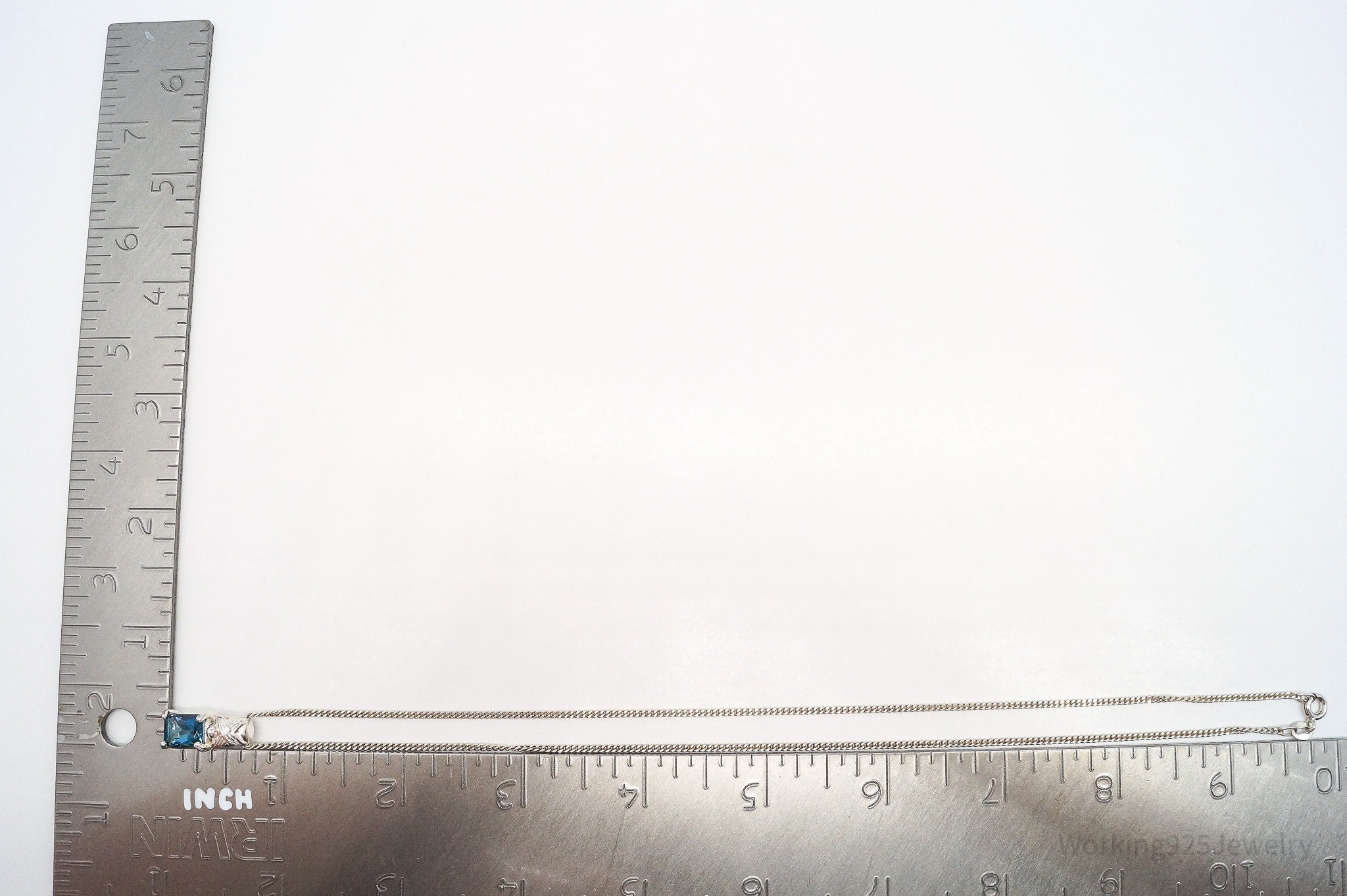 Vintage London Blue Topaz Sterling Silver Necklace 18"