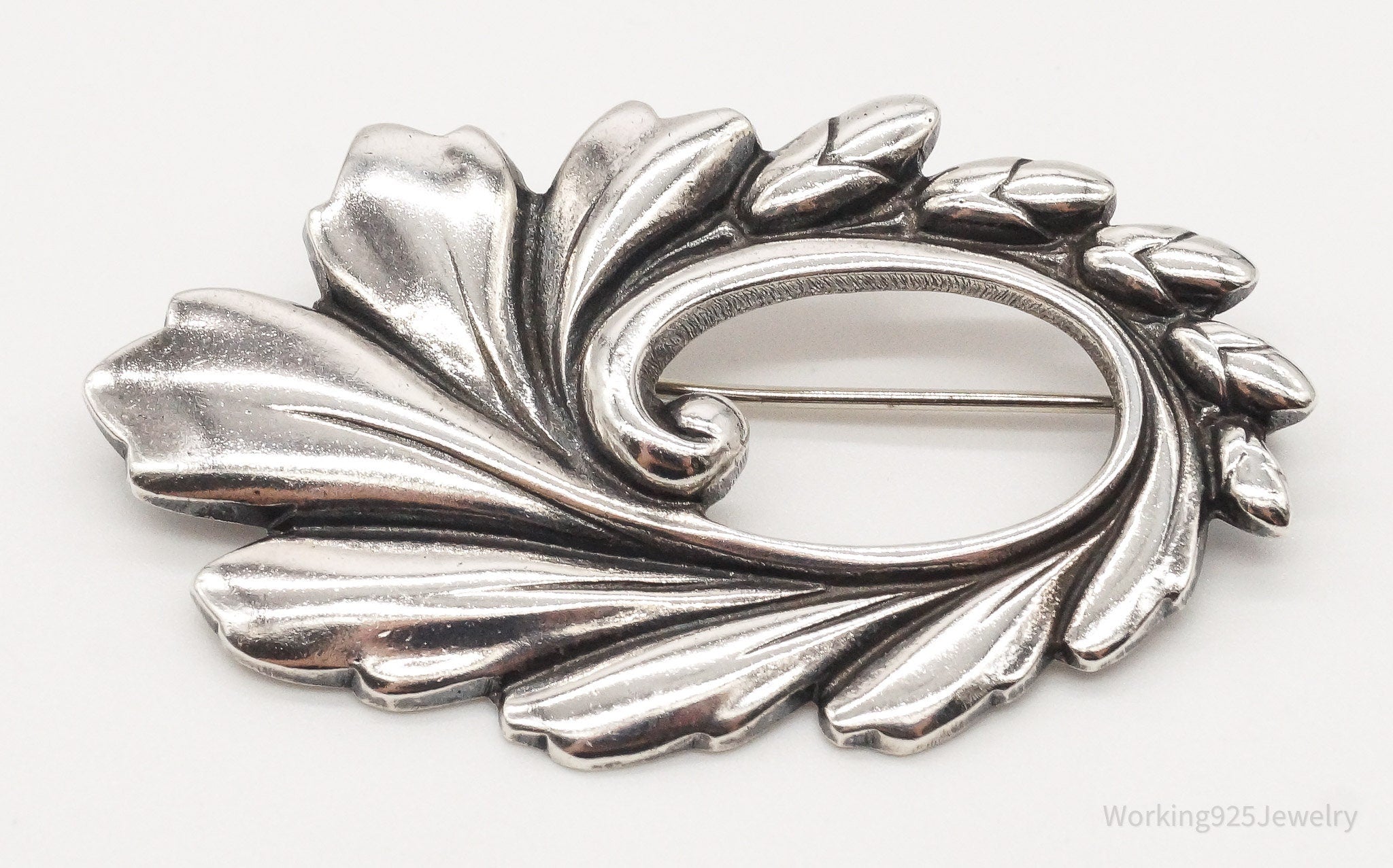 Large Vintage Modernist Viking Craft Sterling Silver Pin Brooch