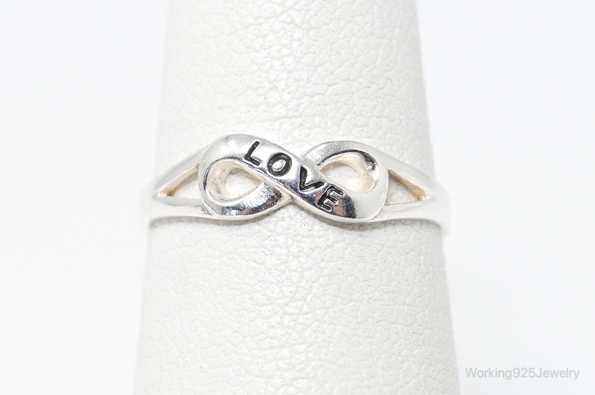 Vintage "Love" Infinity Sterling Silver Ring - SZ 4.75