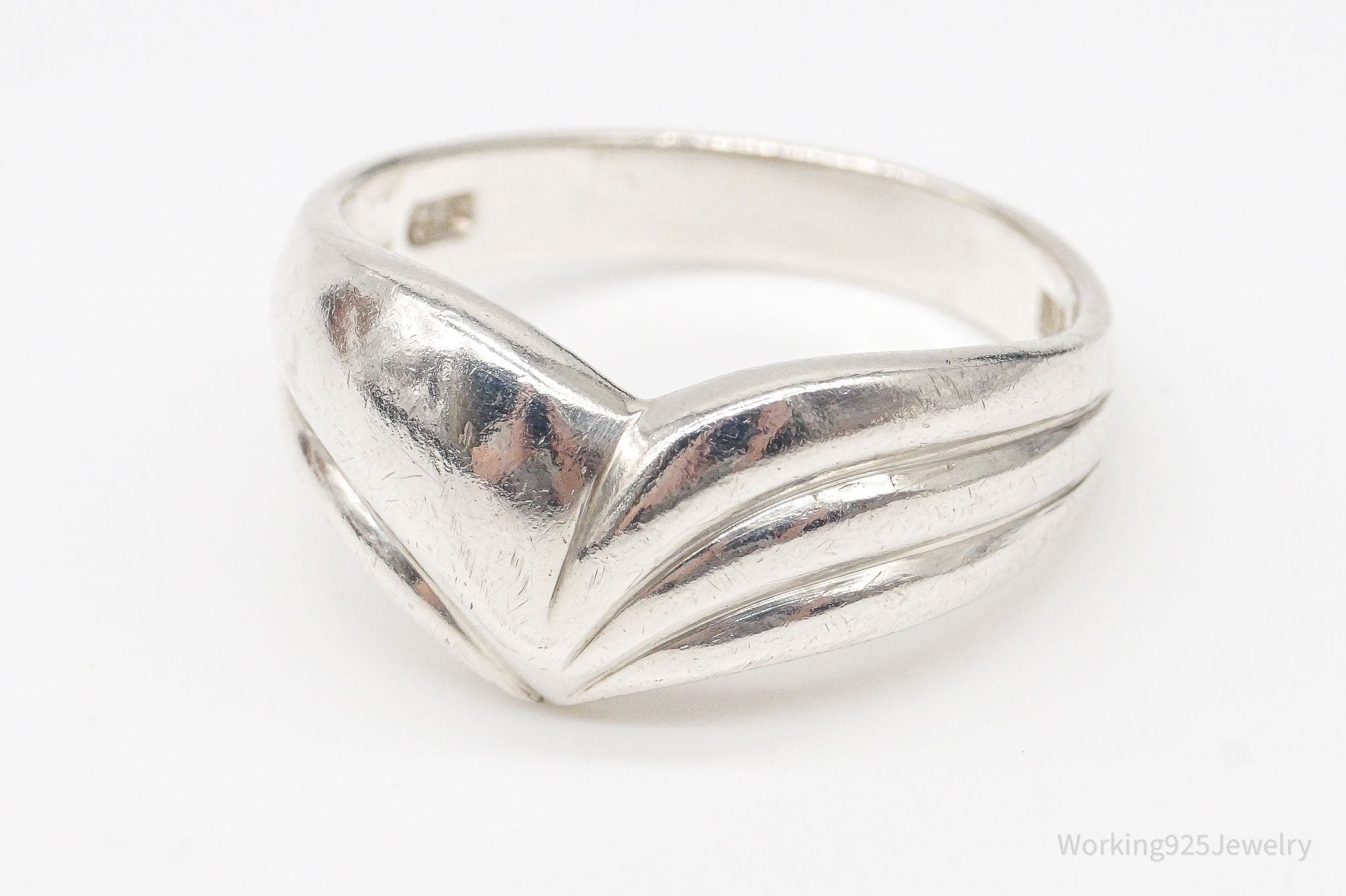 Vintage Modernist Style Sterling Silver Ring - Size 7.75