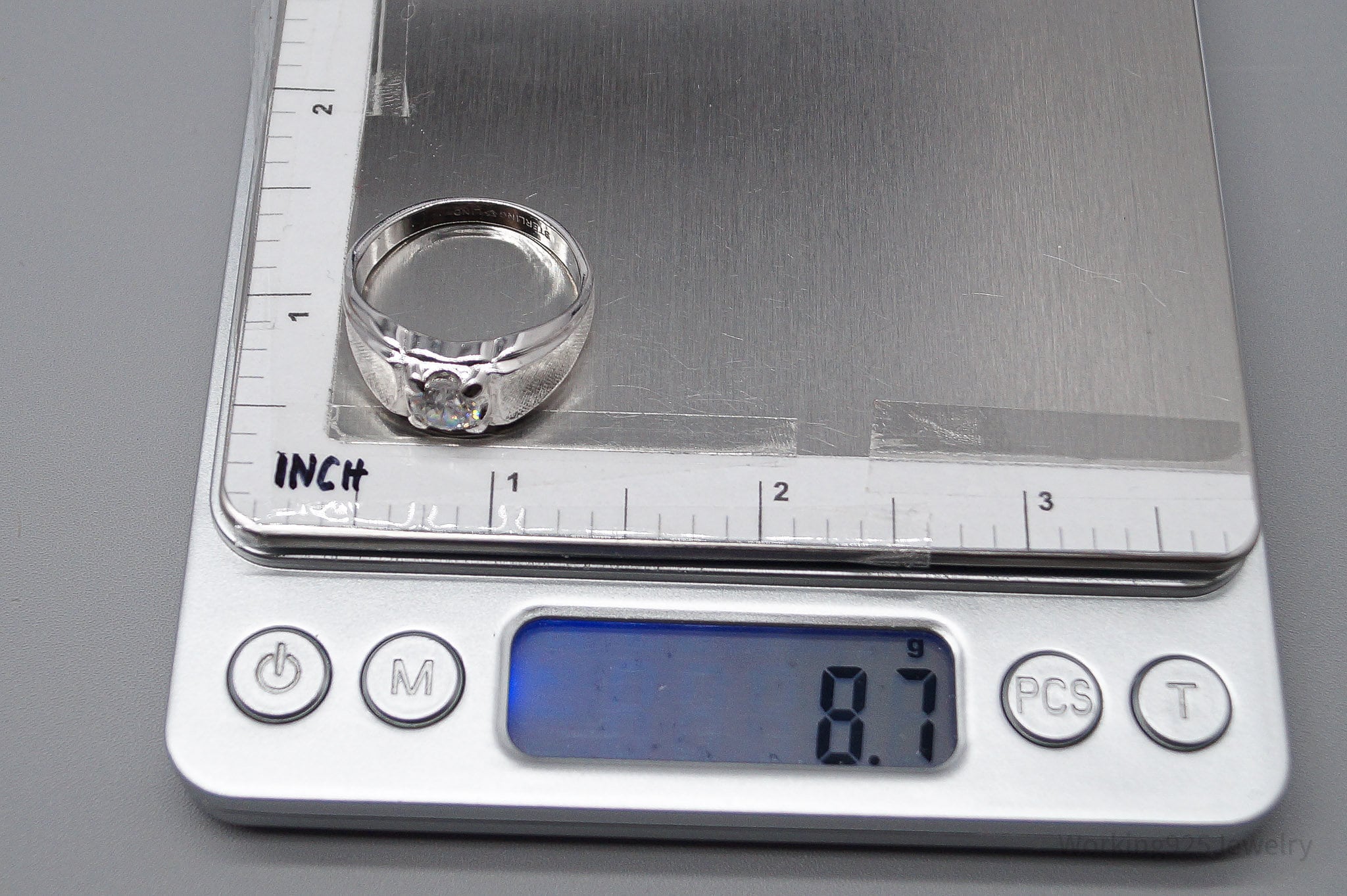 Vintage Designer LIND Cubic Zirconia Sterling Silver Ring - Size 12