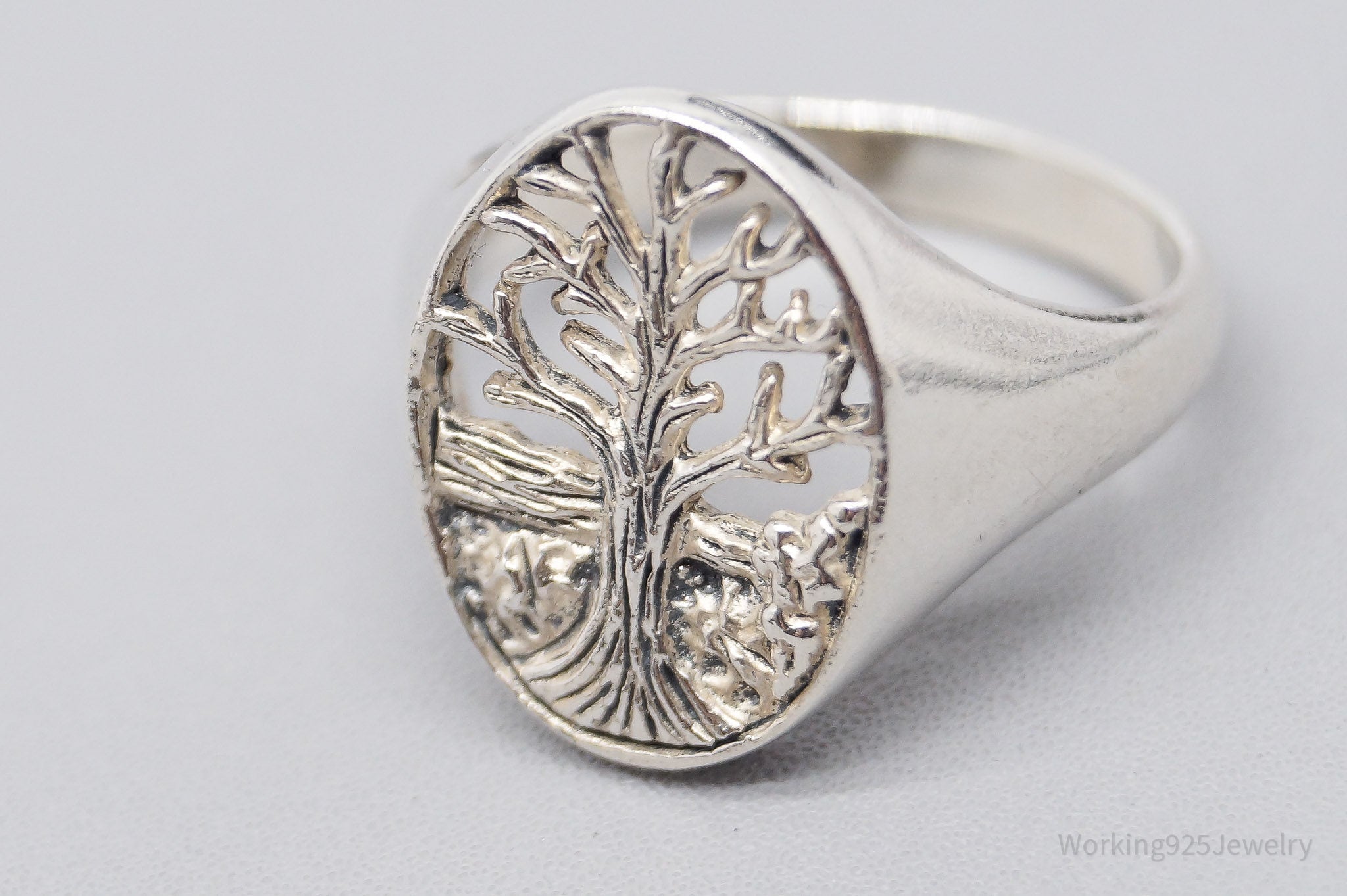 Vintage Tree Of Life Sterling Silver Ring - Size 8.5