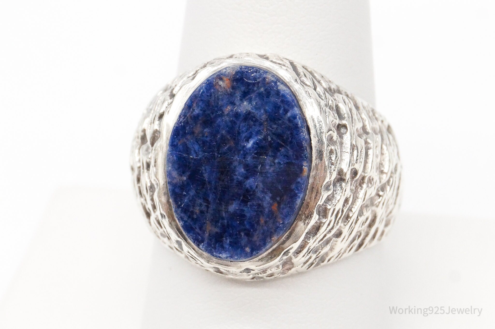 Vintage Large Sodalite Sterling Silver Ring - Size 9.25