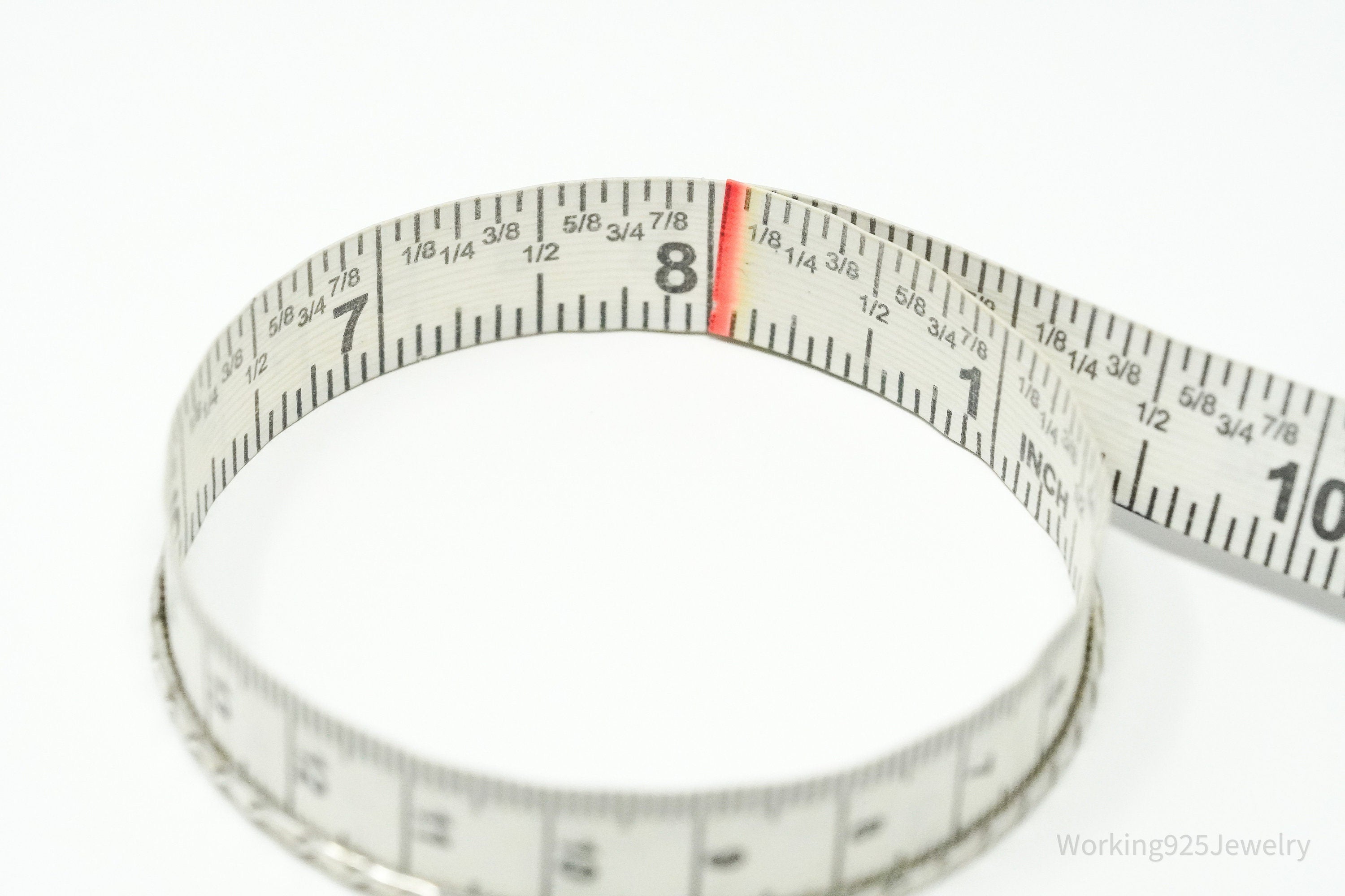 Vintage Designer JewelArt Art Deco Sterling Silver Bangle Bracelet 8"