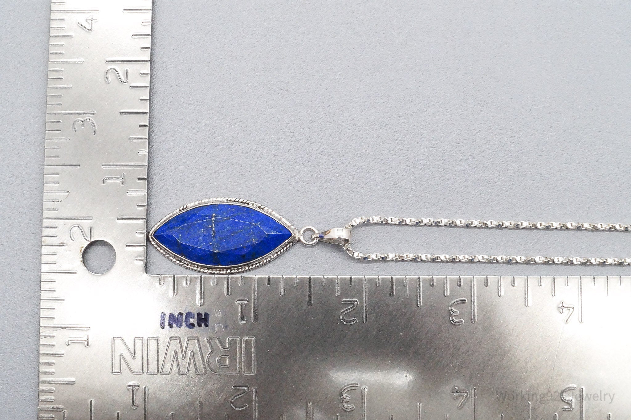 Vintage Lapis Lazuli Sterling Silver Necklace 24"