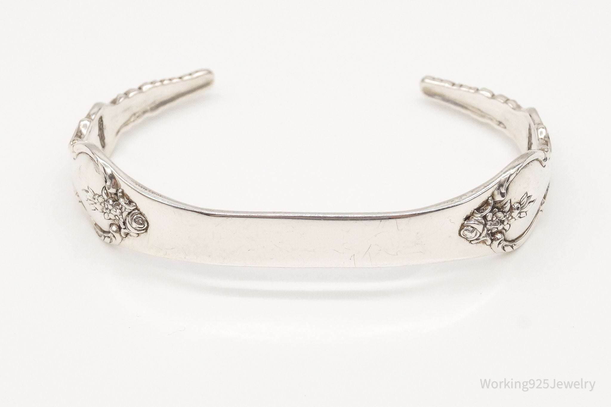 Antique Initials Name Plate International Sterling Silver Cuff Bracelet