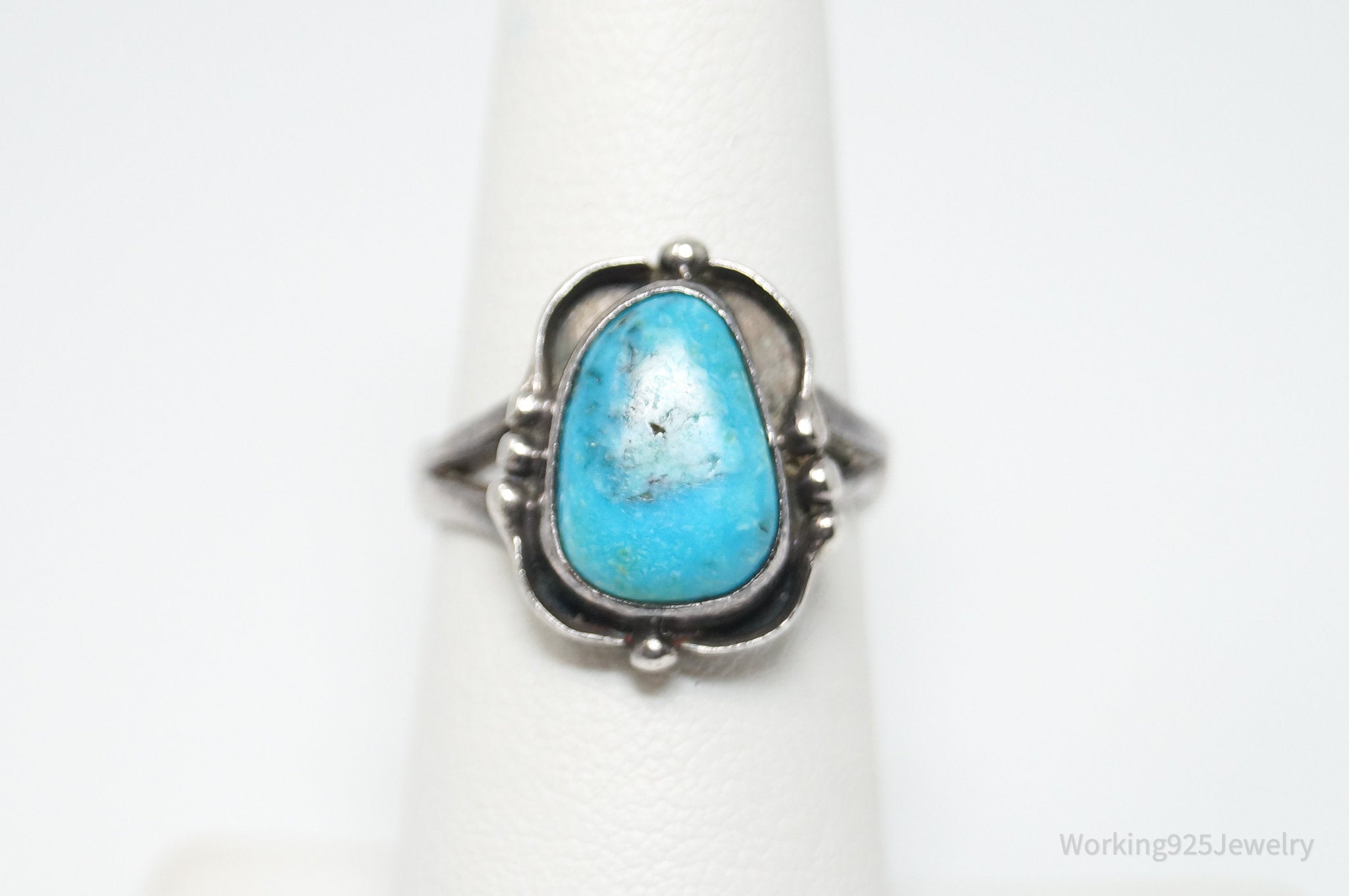 Vtg Native American Turquoise Sterling Silver Ring - Sz 6.25