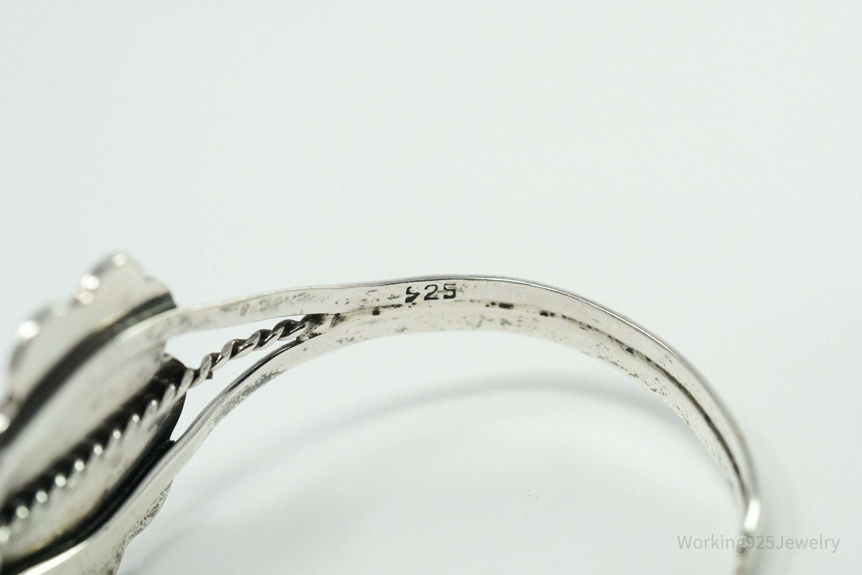 Vintage Native Handmade Blue Turquoise Sterling Silver Cuff Bracelet 6.25"