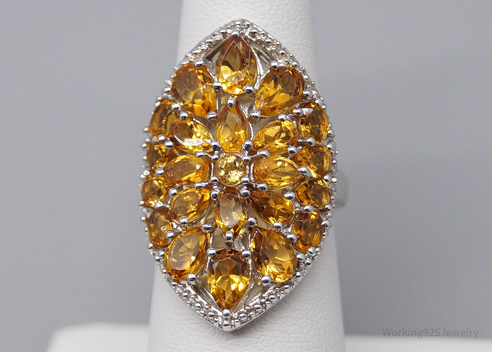 Vintage Citrine Sterling Silver Ring - Size 6.25