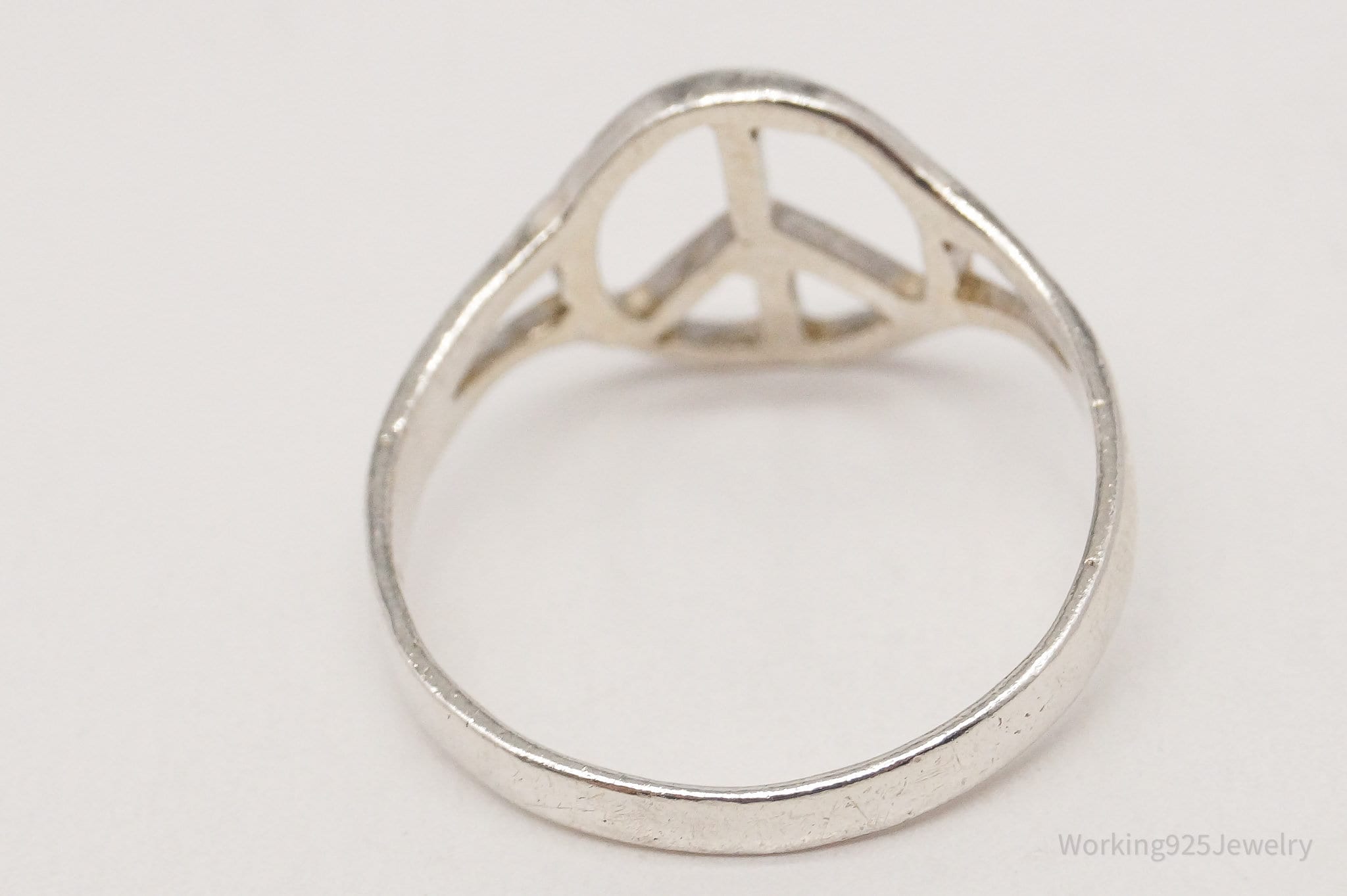 Vintage Peace Sign Sterling Silver Ring - Size 6.5