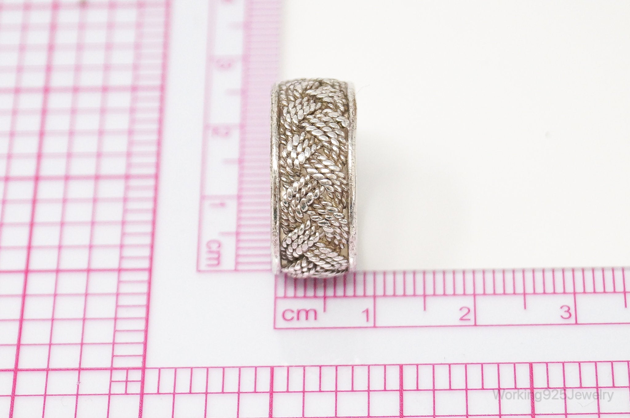 Vintage Weave Braid Sterling Silver Band Ring - Size 6.75