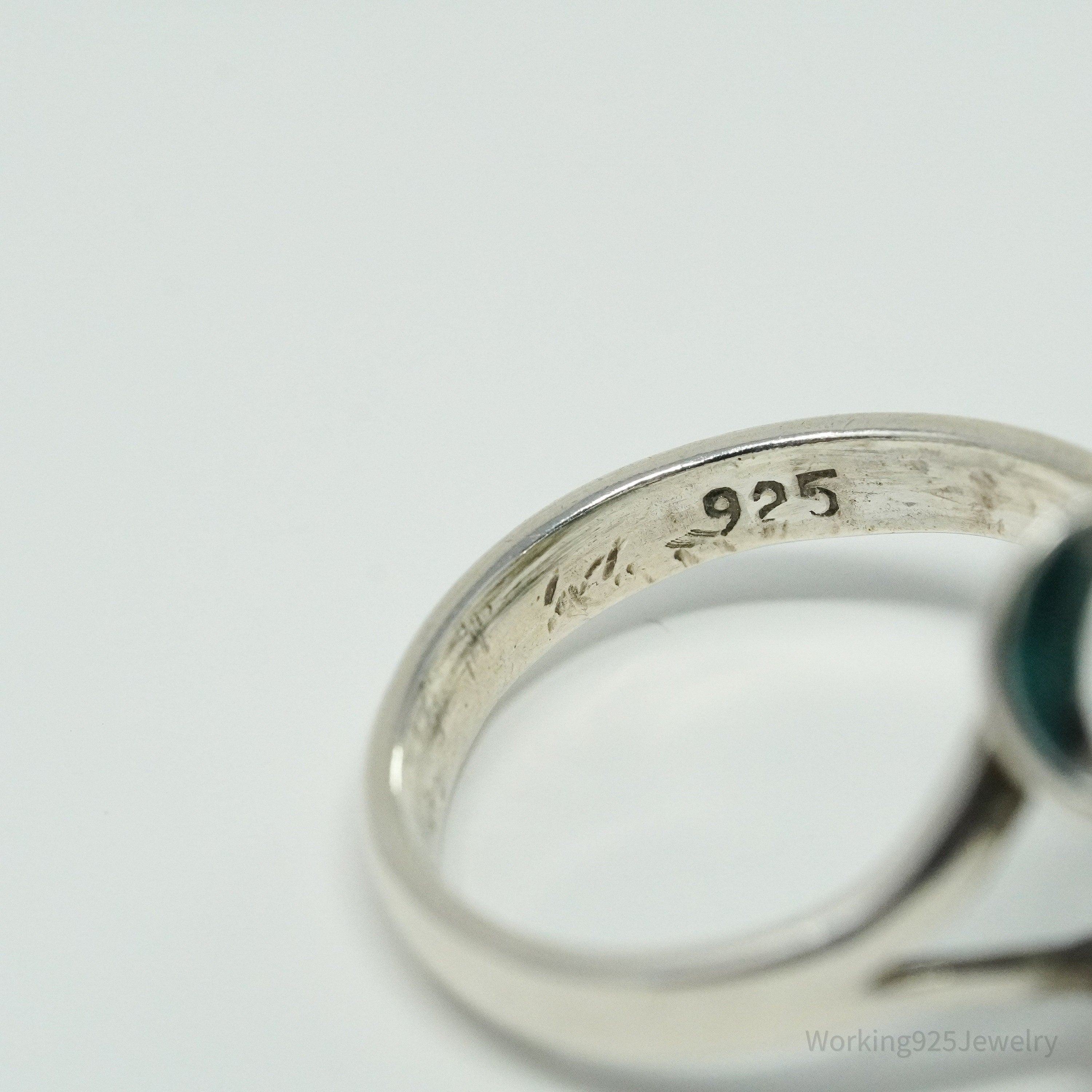 Vintage Western Turquoise Sterling Silver Ring - Size 6.75