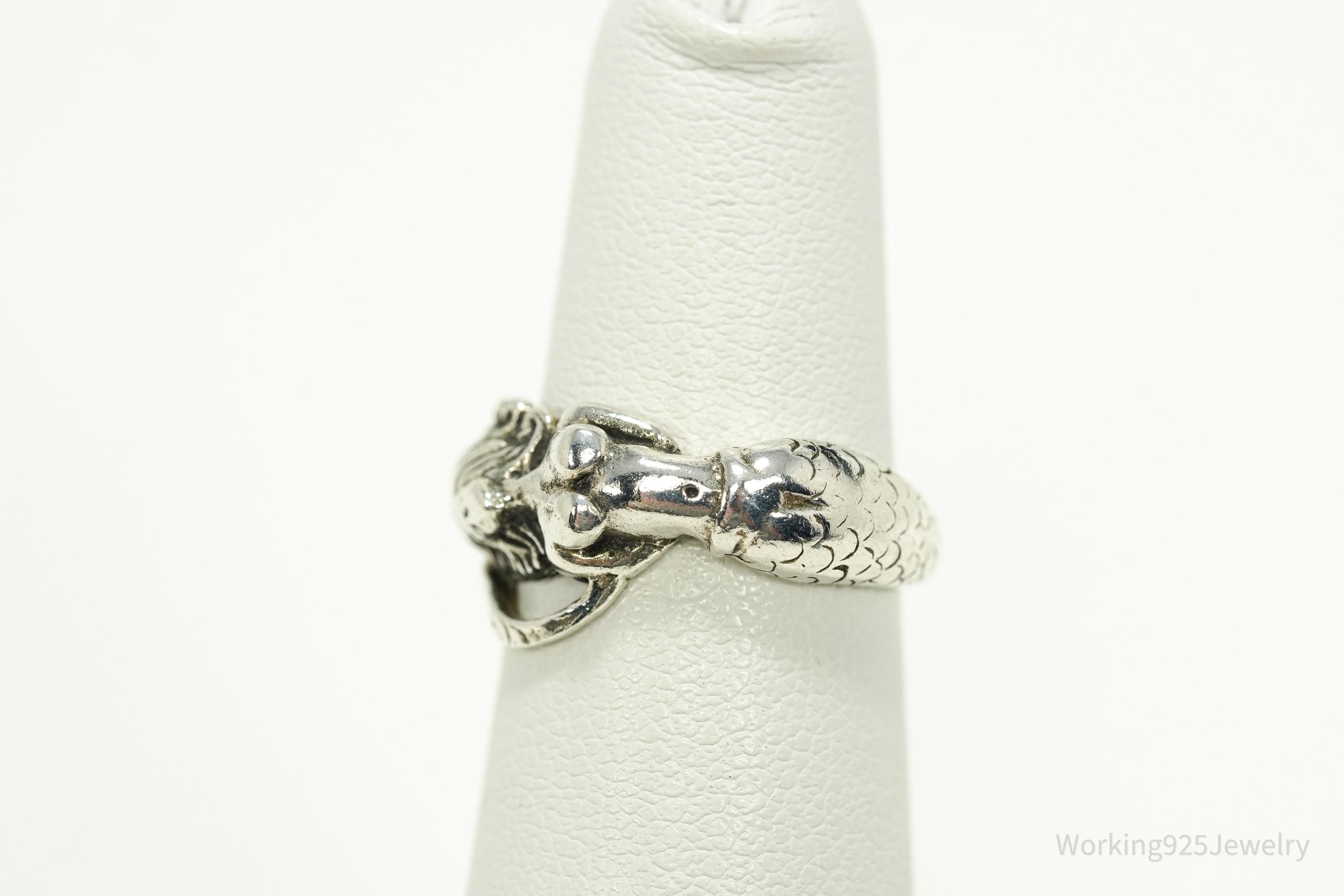 Vintage Wrapped Mermaid Sterling Silver Ring - Size 5.25
