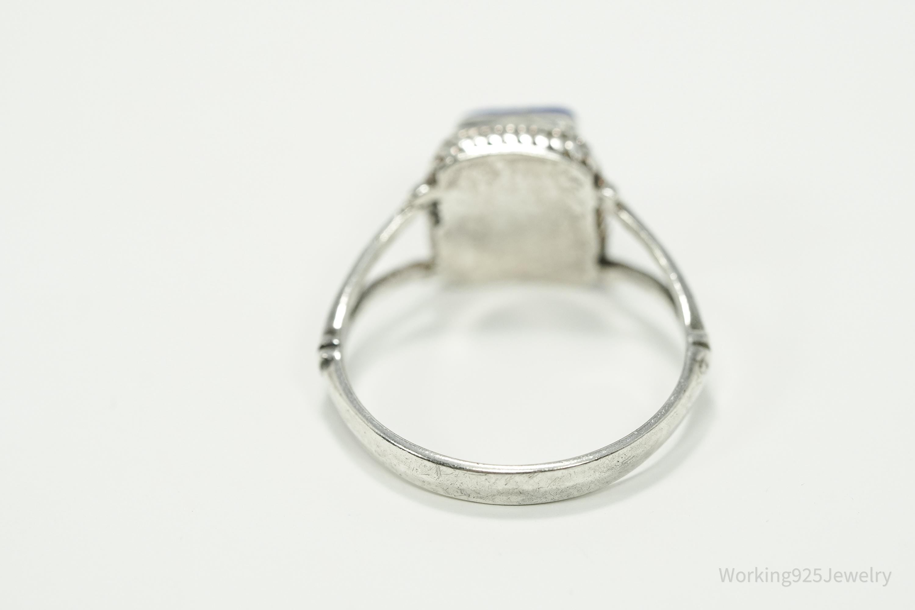 Vintage Lapis Lazuli Sterling Silver Ring - Size 8.75