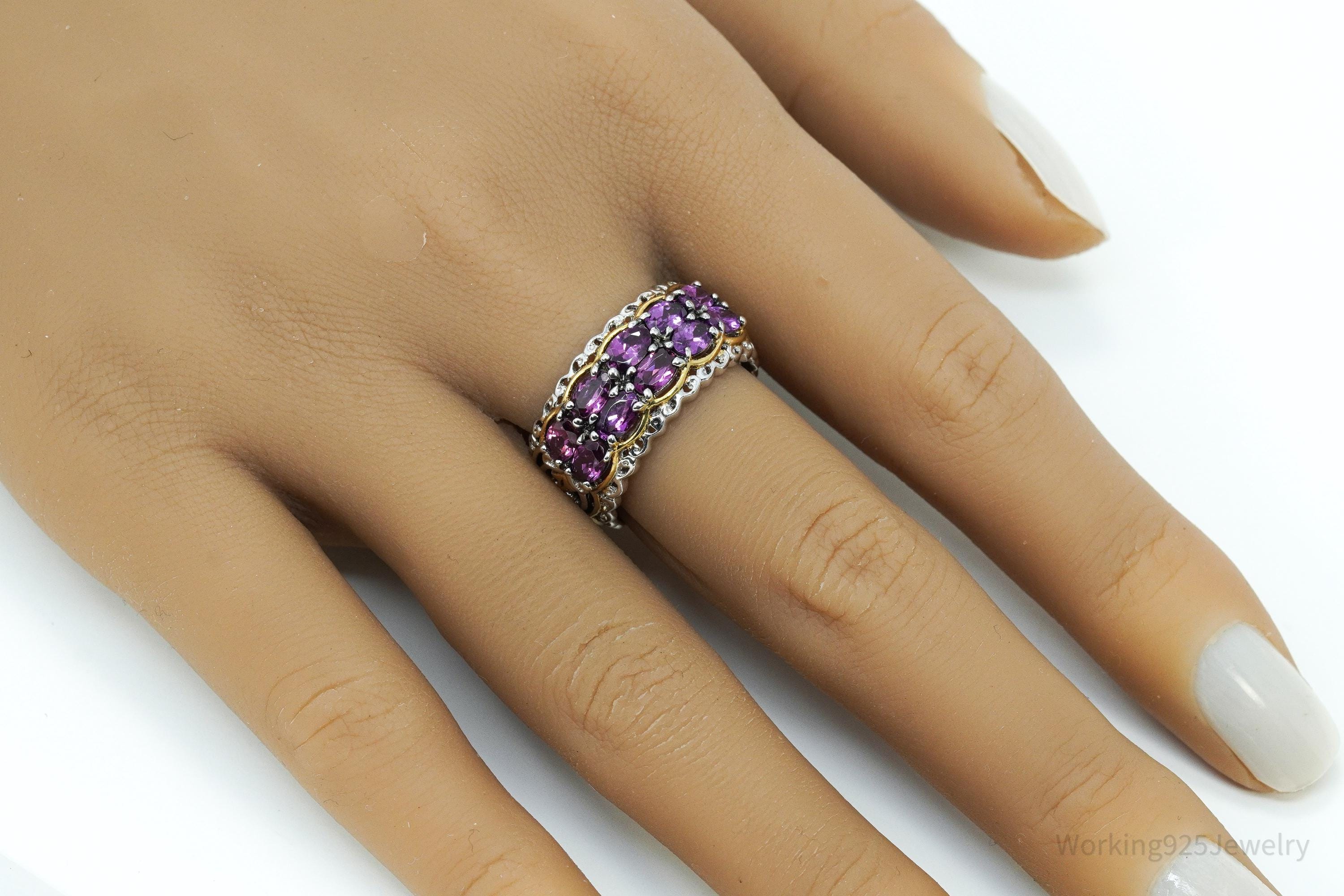 Michael Valitutti Rhodolite Garnet 18K Gold Palladium Sterling Silver Ring Size 8.25