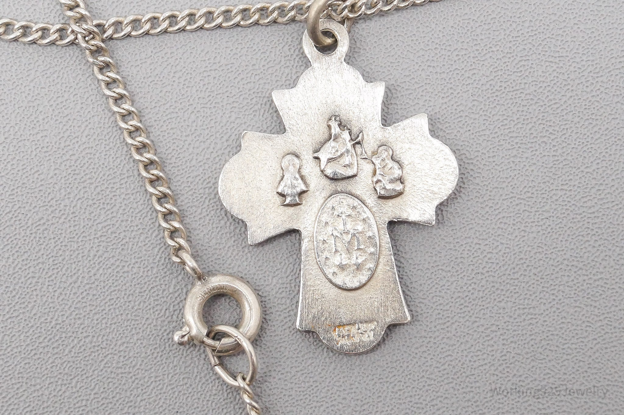 Antique Bible Cross Sterling Silver Necklace 18"