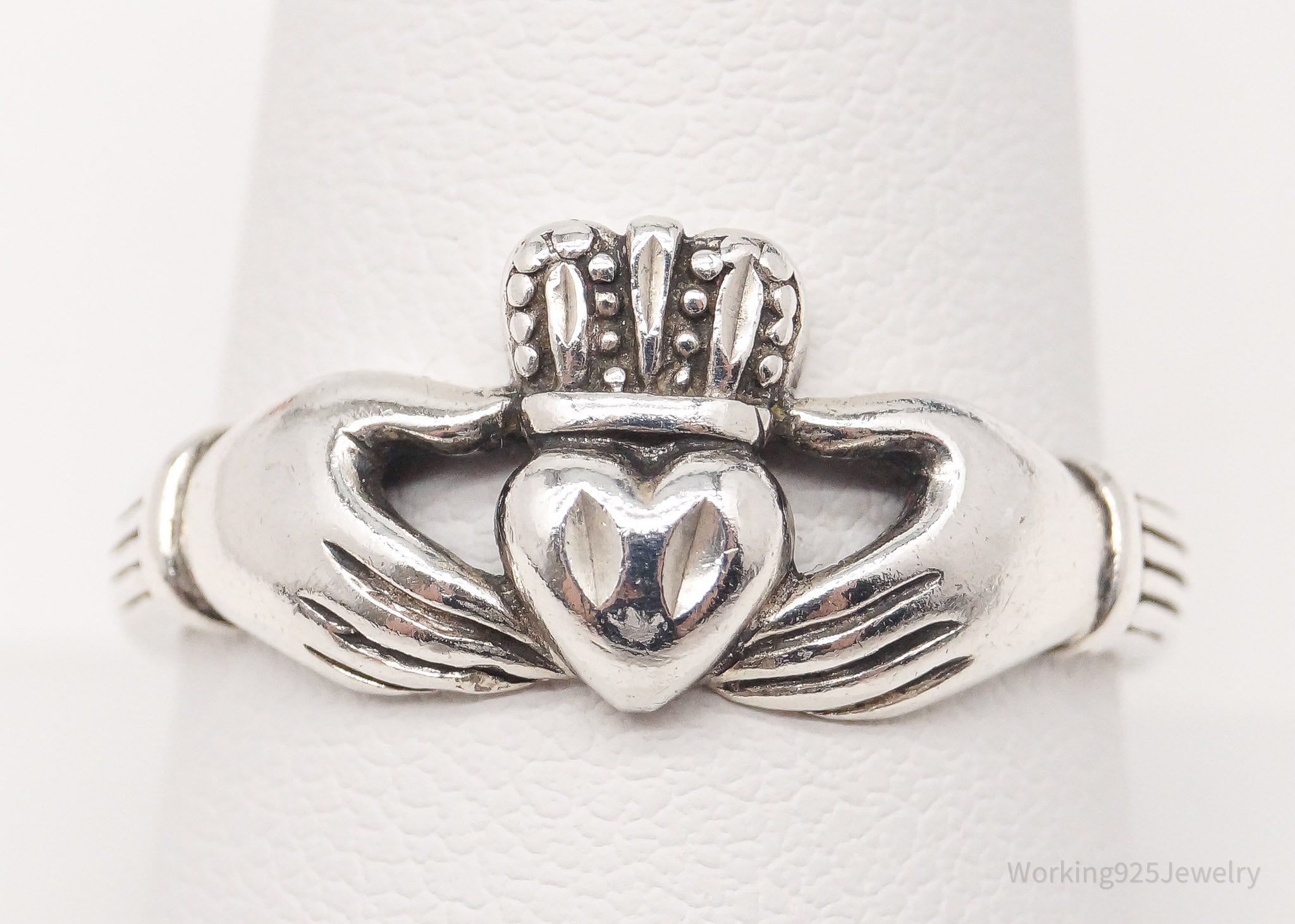 Vintage Claddagh Irish Heart Sterling Silver Ring Size 9.75