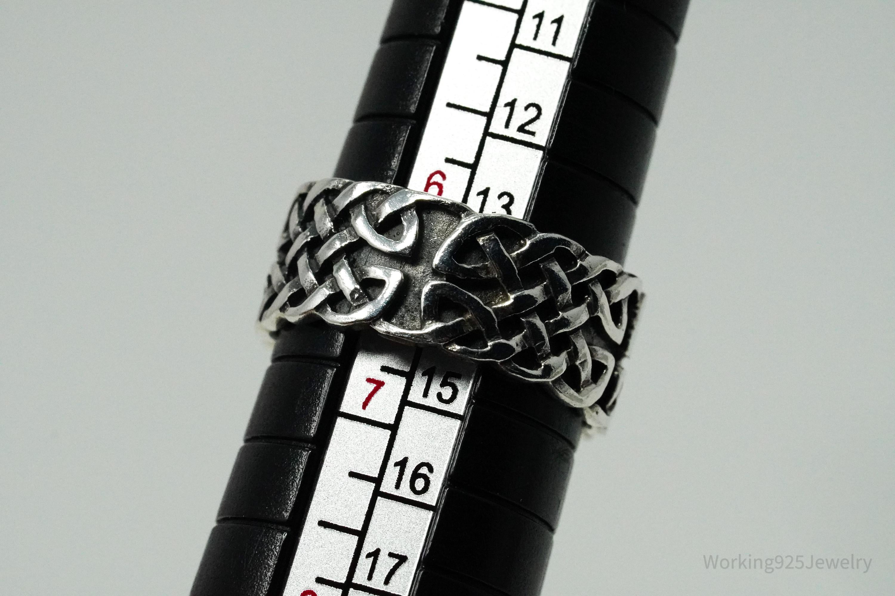 Vintage Designer PSCL Celtic Knot Design Sterling Silver Band Ring - Size 6.5