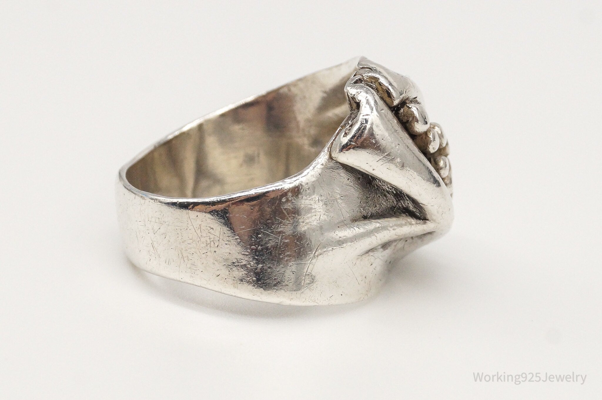 Vintage Rare Modernist Silver Ring - Size 8.5