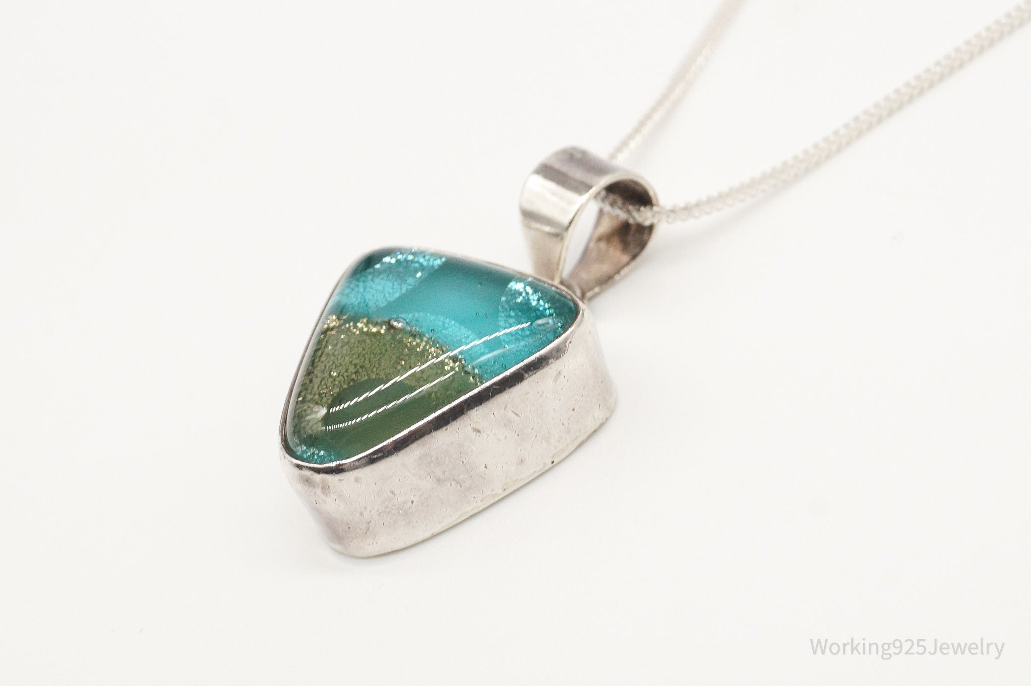 Vintage Dichroic Glass Sterling Silver Necklace