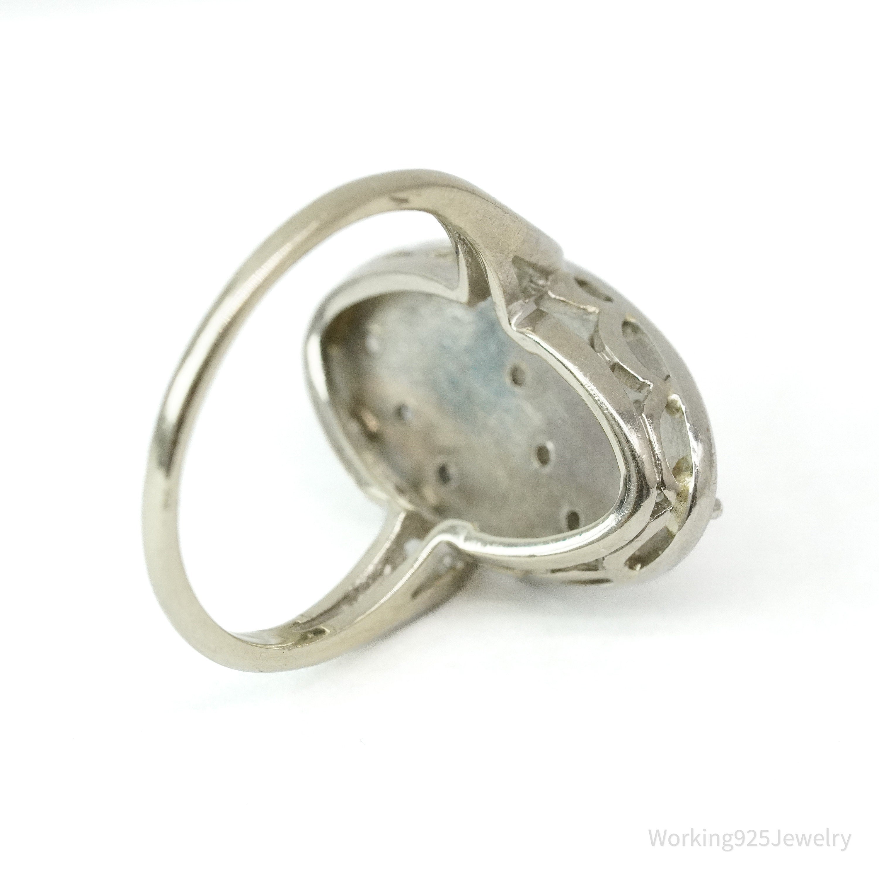 Art Deco 14K White Gold & Diamond Ring Size - 4.75