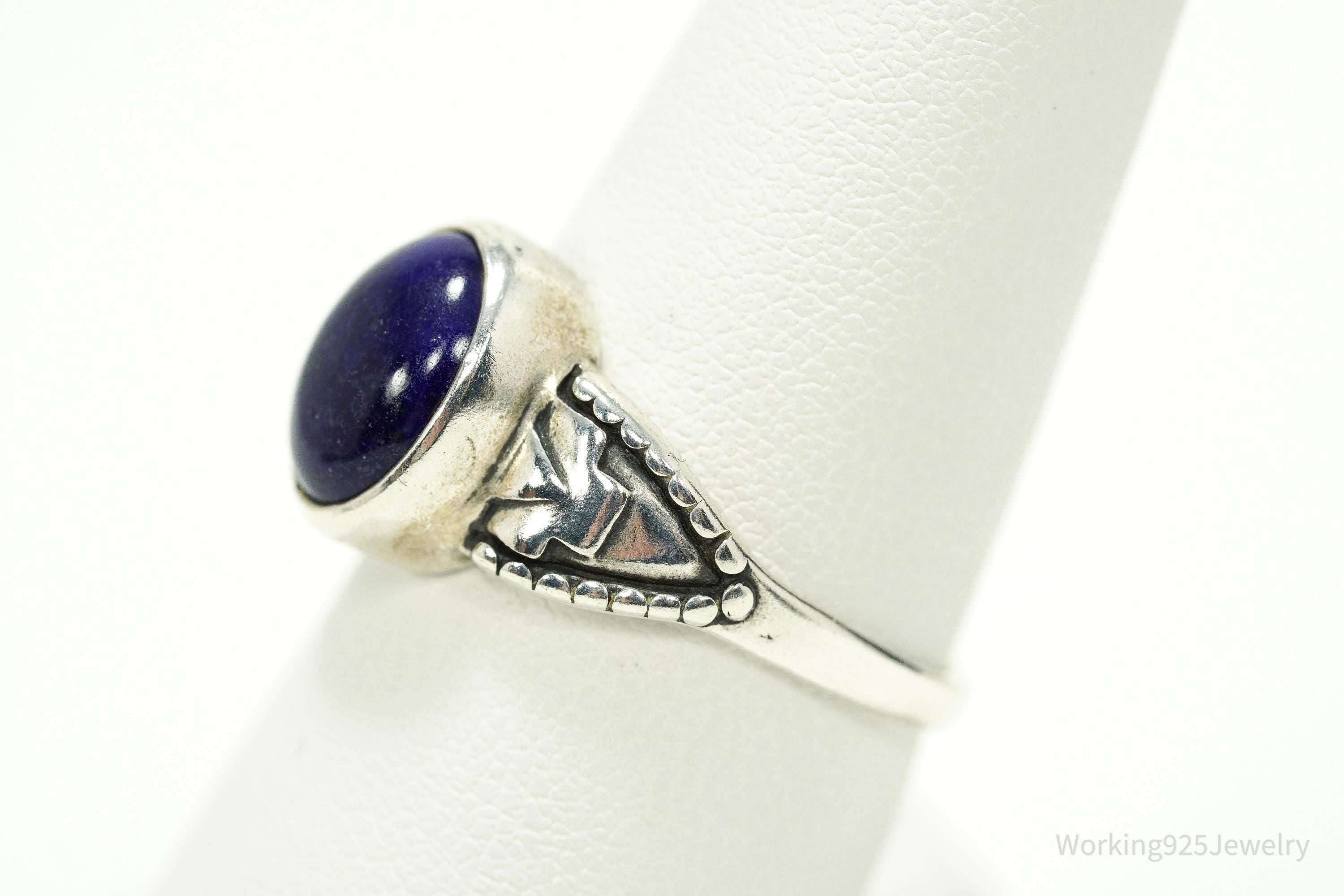 Vintage Lapis Lazuli Sterling Silver Ring - Size 8