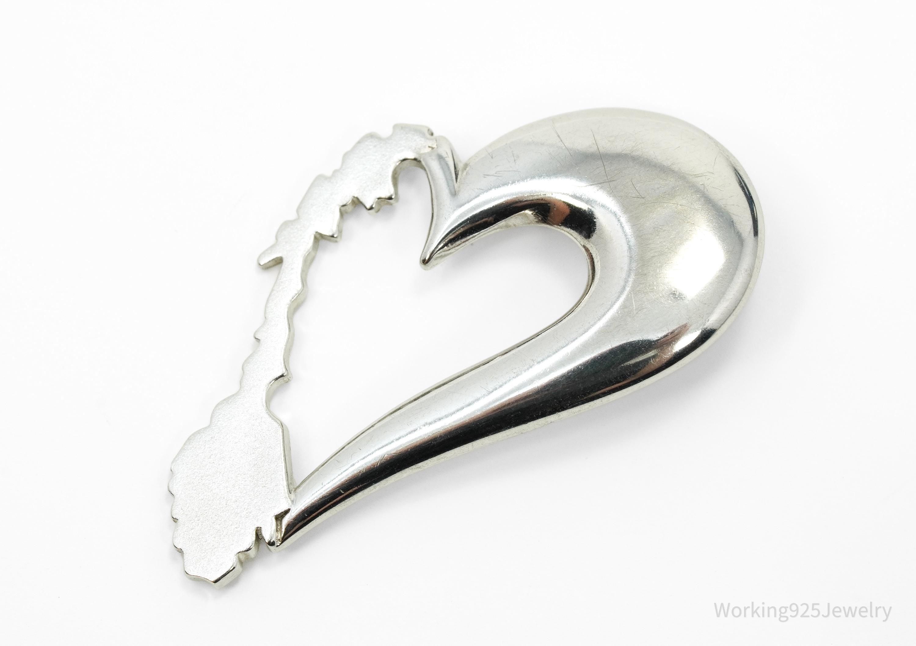 Vintage Heart Sterling Silver Necklace Pendant