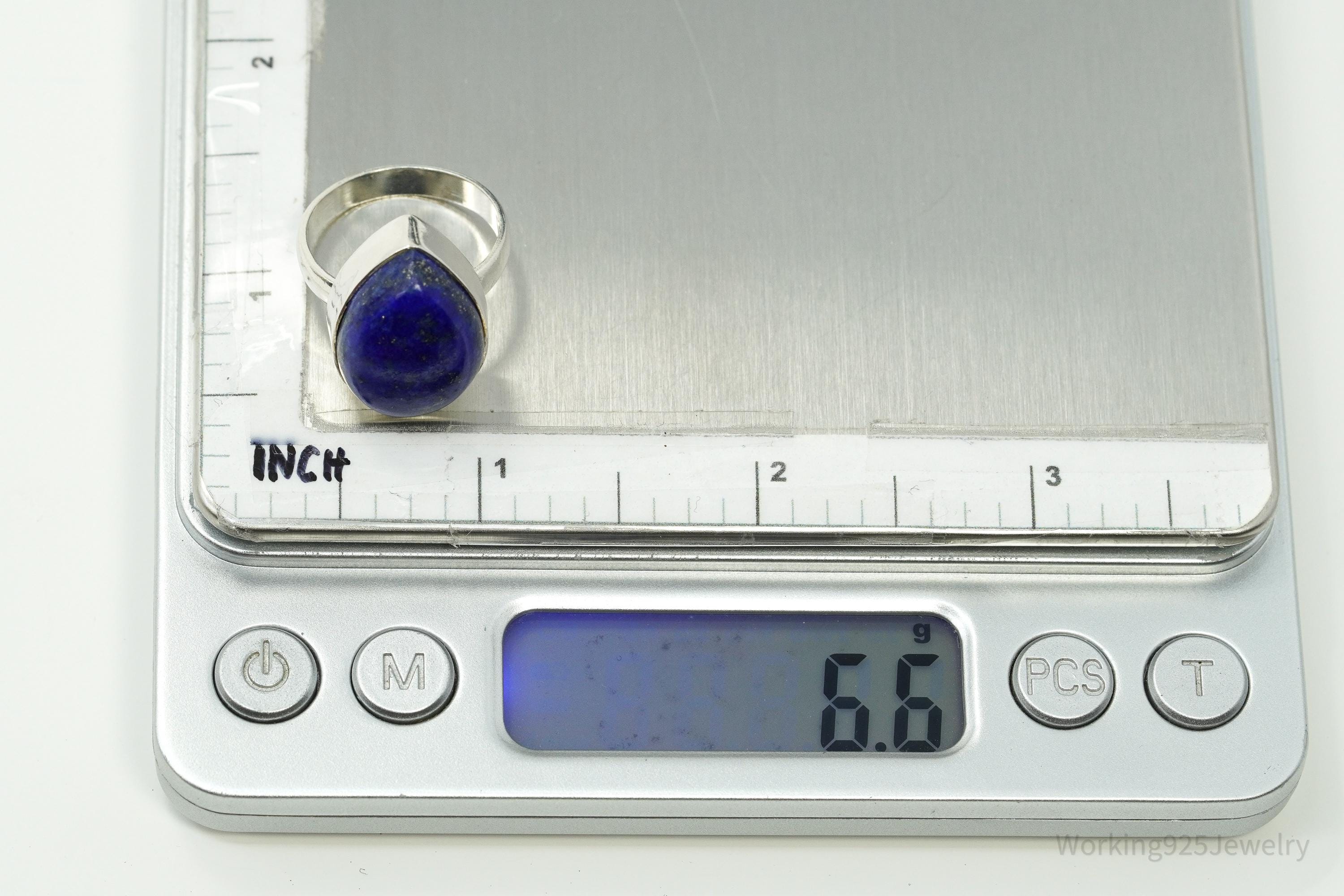 Vintage Lapis Lazuli Sterling Silver Ring - Size 7.25