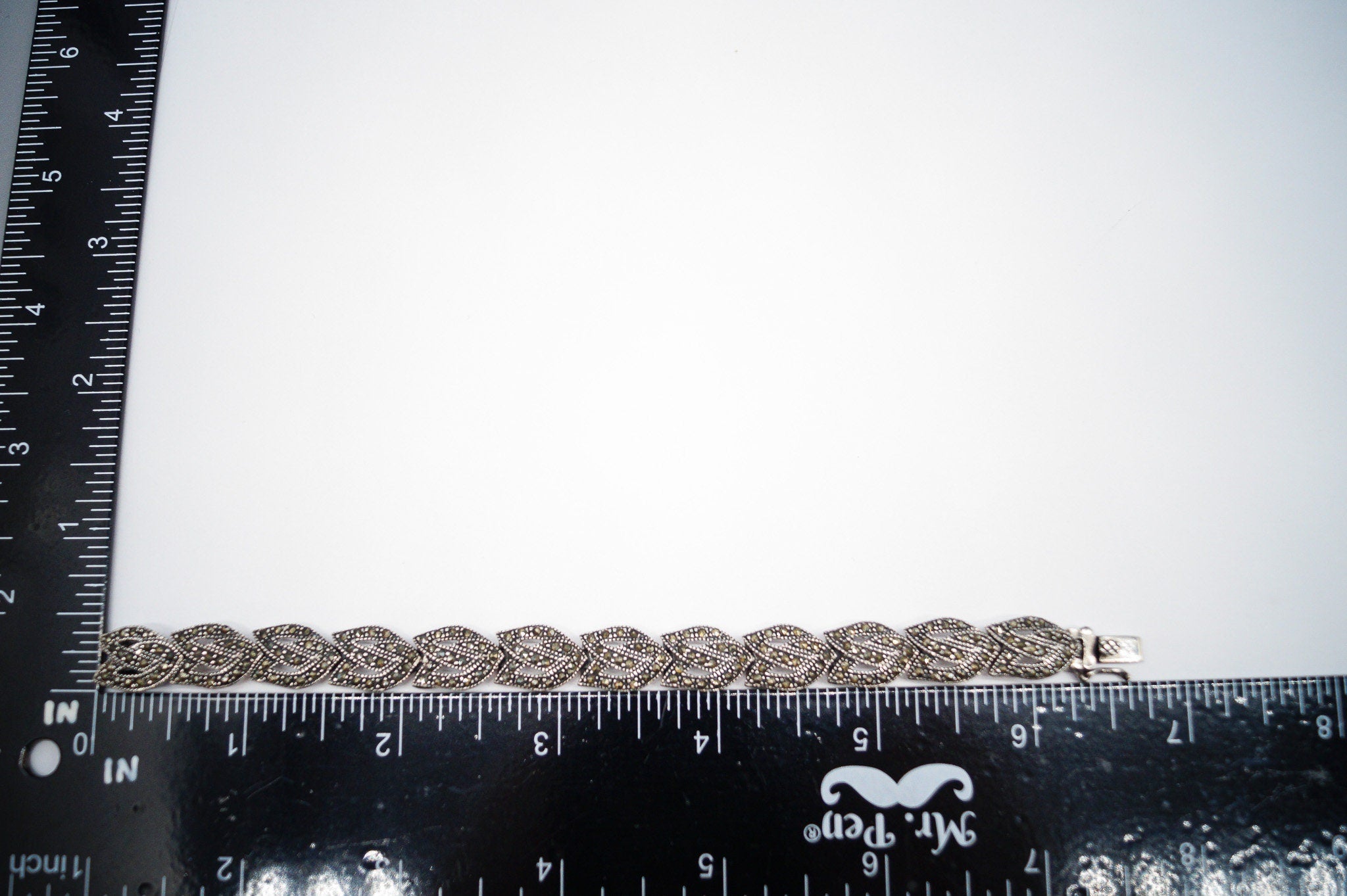 Vintage Marcasite Sterling Silver Bracelet - 6.75"