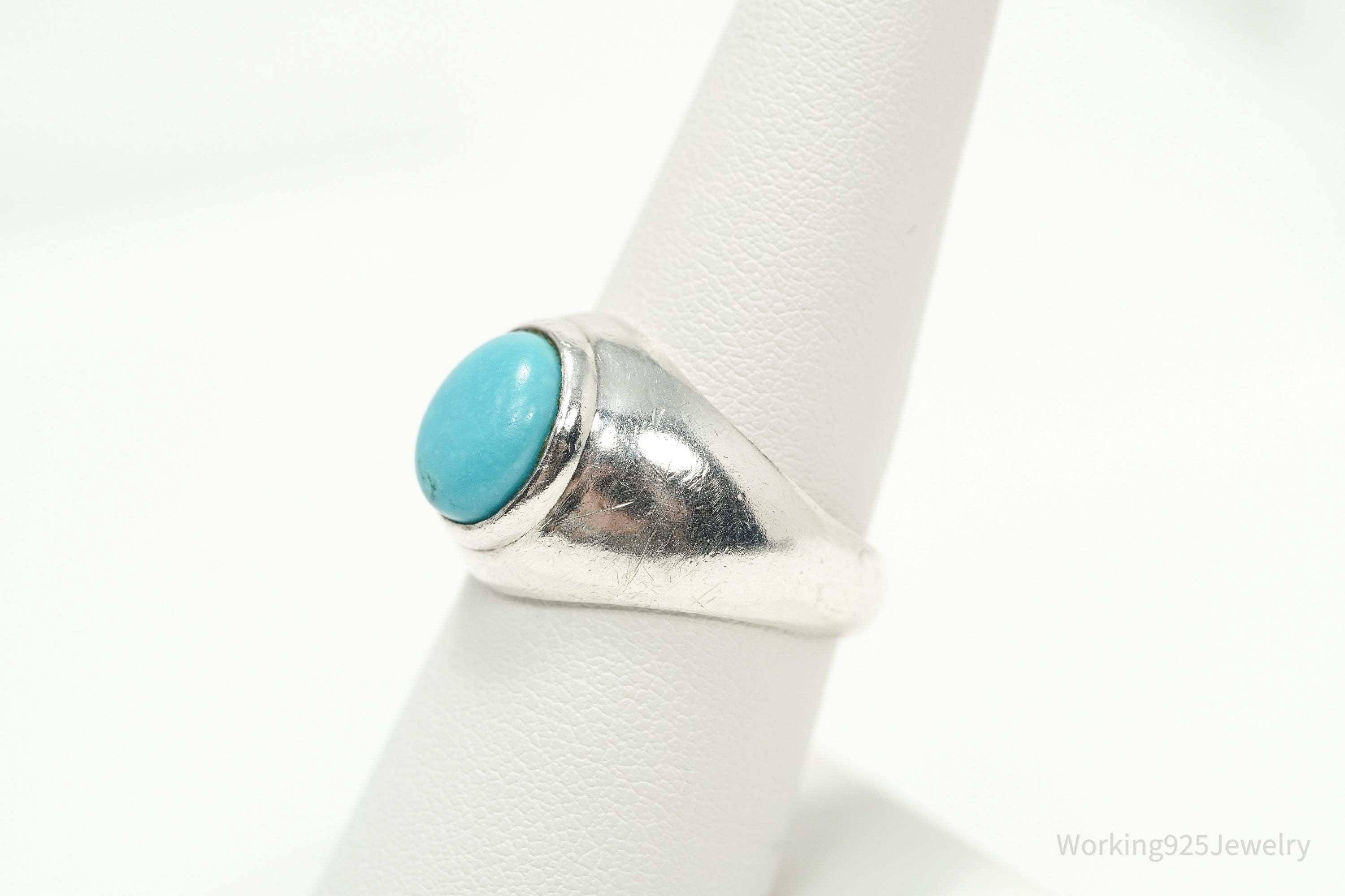 Vintage Turquoise Sterling Silver Ring - Size 7.25