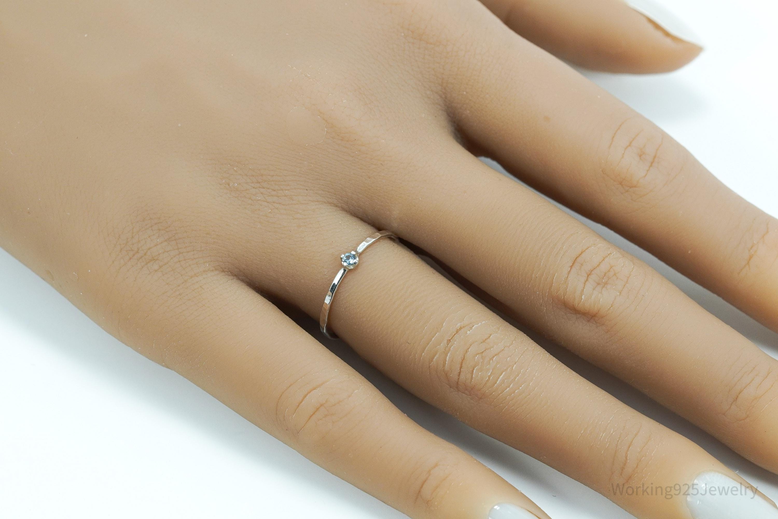 Vintage Blue Topaz Silver Ring - Size 7.25