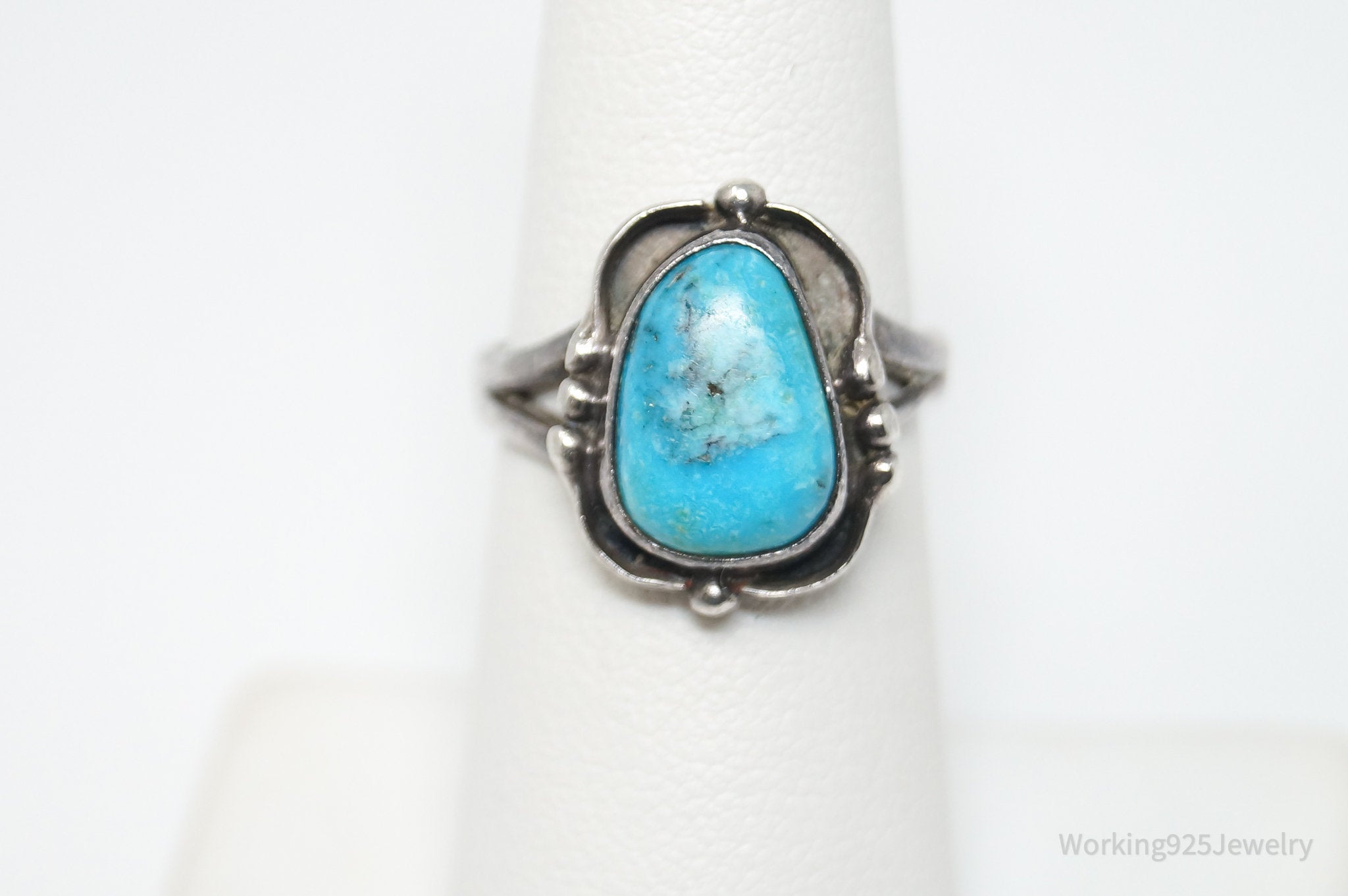 Vtg Native American Turquoise Sterling Silver Ring - Sz 6.25