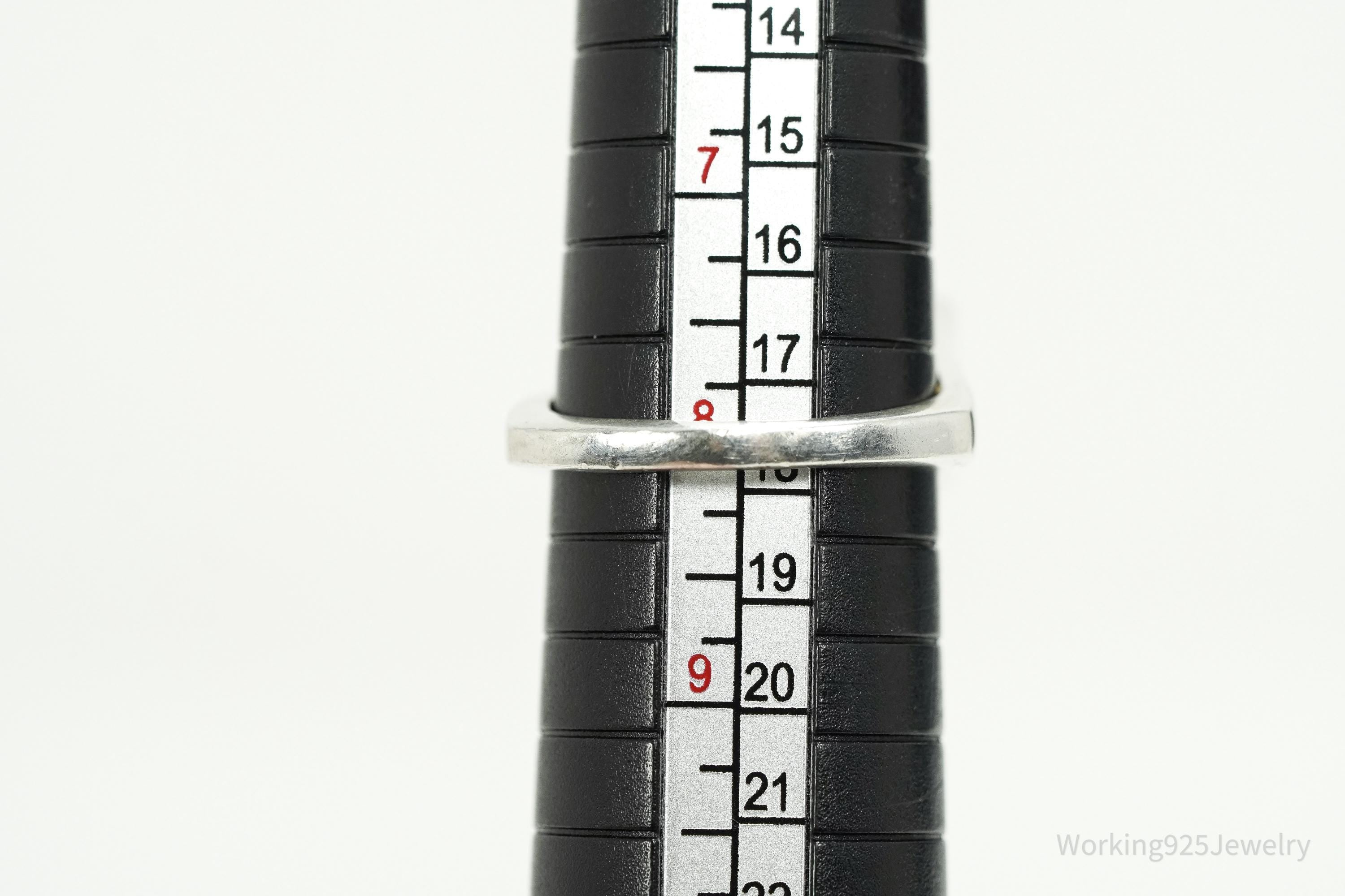 Rare Designer Donald Pekarek Citrine & Black Spinel Sterling Silver Ring - Size 8