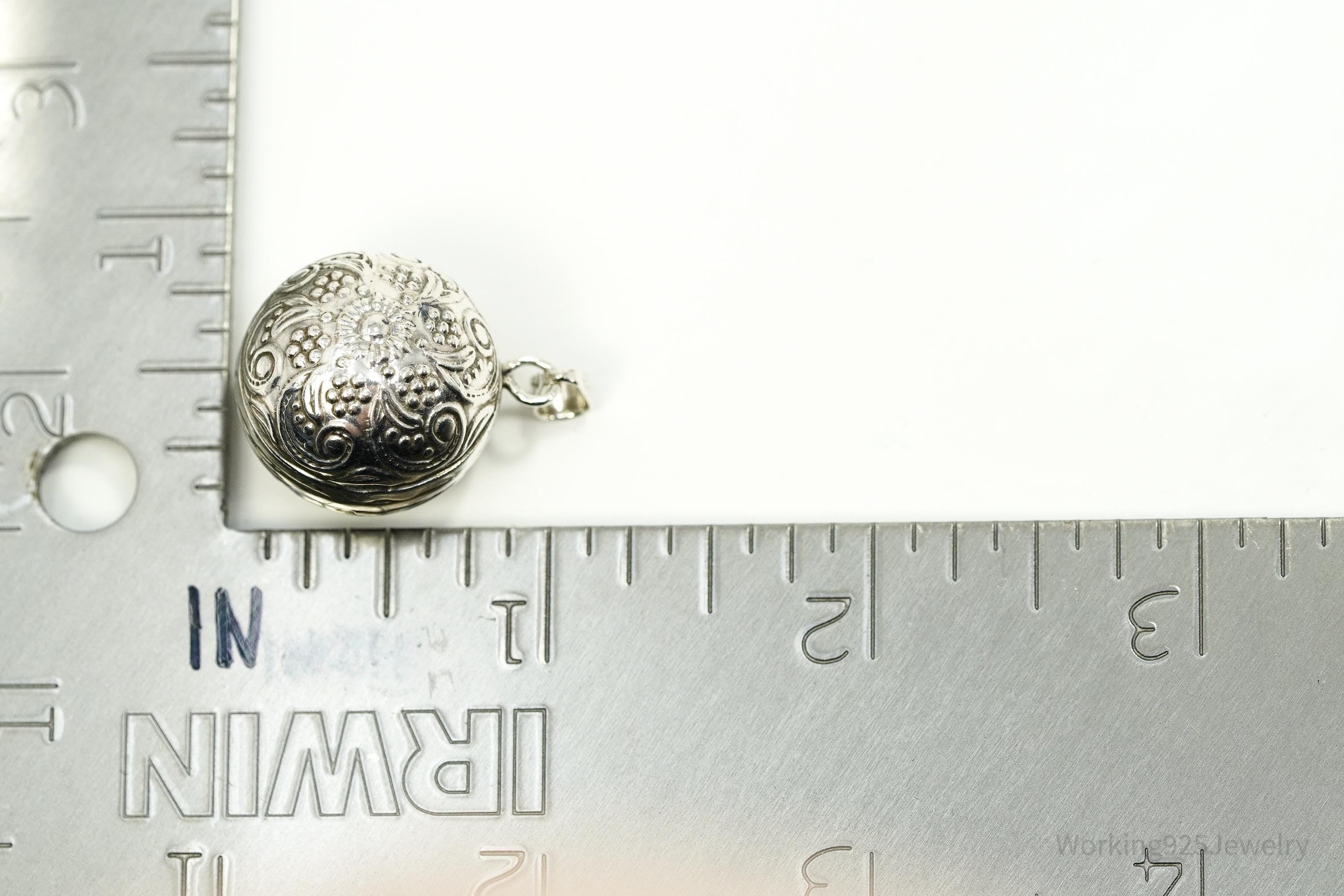 Vintage Ornate Sterling Silver Harmony Jingle Bell Ball Pendant