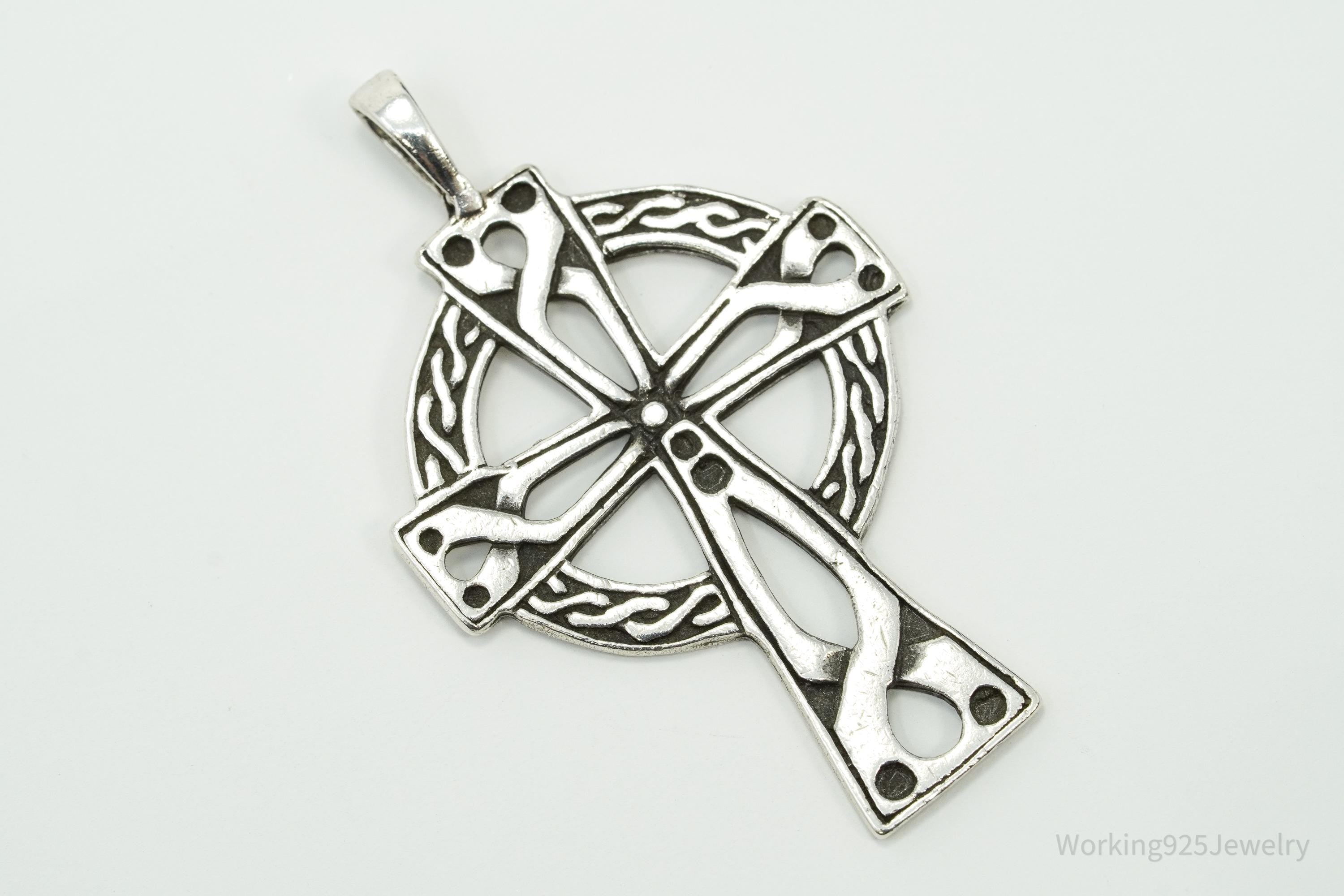 Vintage Celtic Cross Sterling Silver Necklace Pendant
