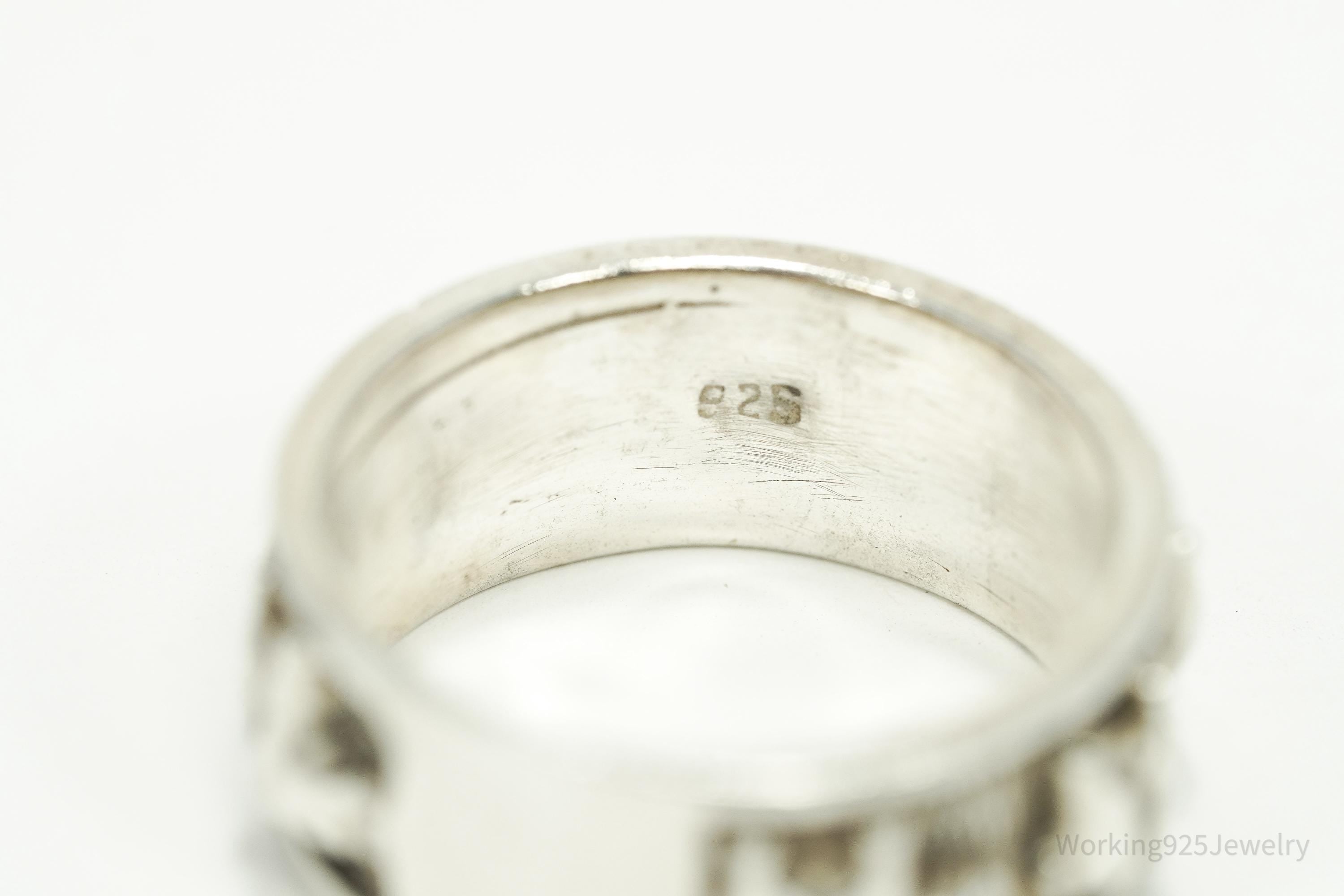 Vintage Elephants Sterling Silver Band Ring - Size 8.75