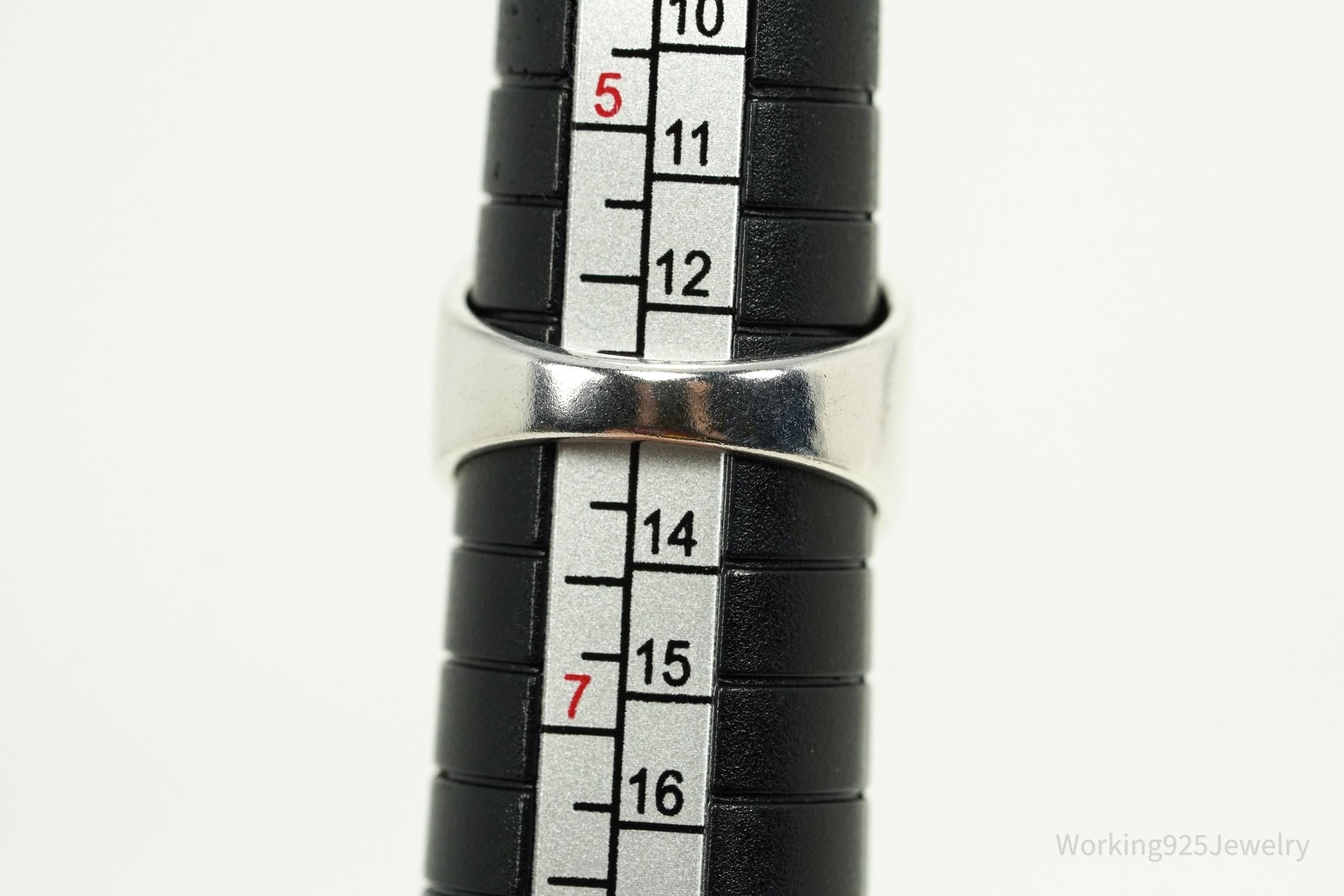 Vintage Amber Modernist Style Sterling Silver Ring - Size 6