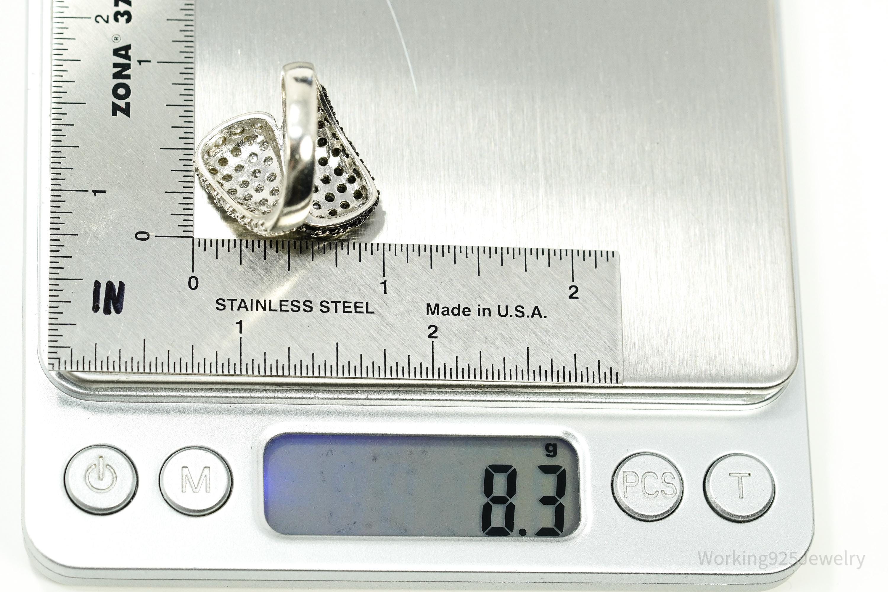 VTG Ross Simons Cubic Zirconia Black Spinel Sterling Silver Ring Size 7.75