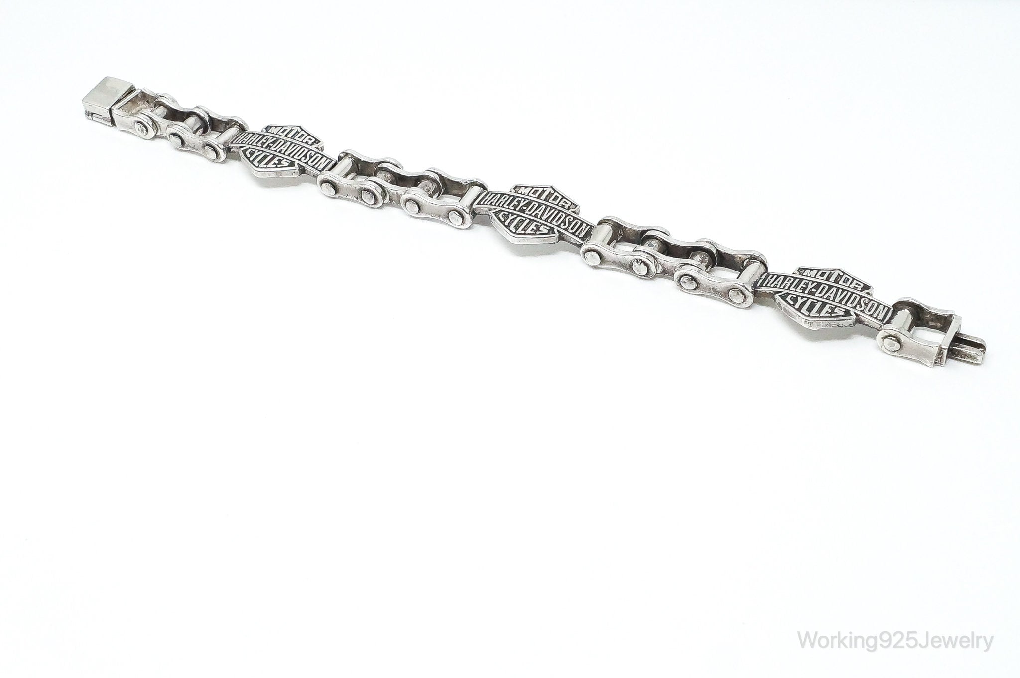 Vintage Harley Davidson Bike Chain Sterling Silver Bracelet